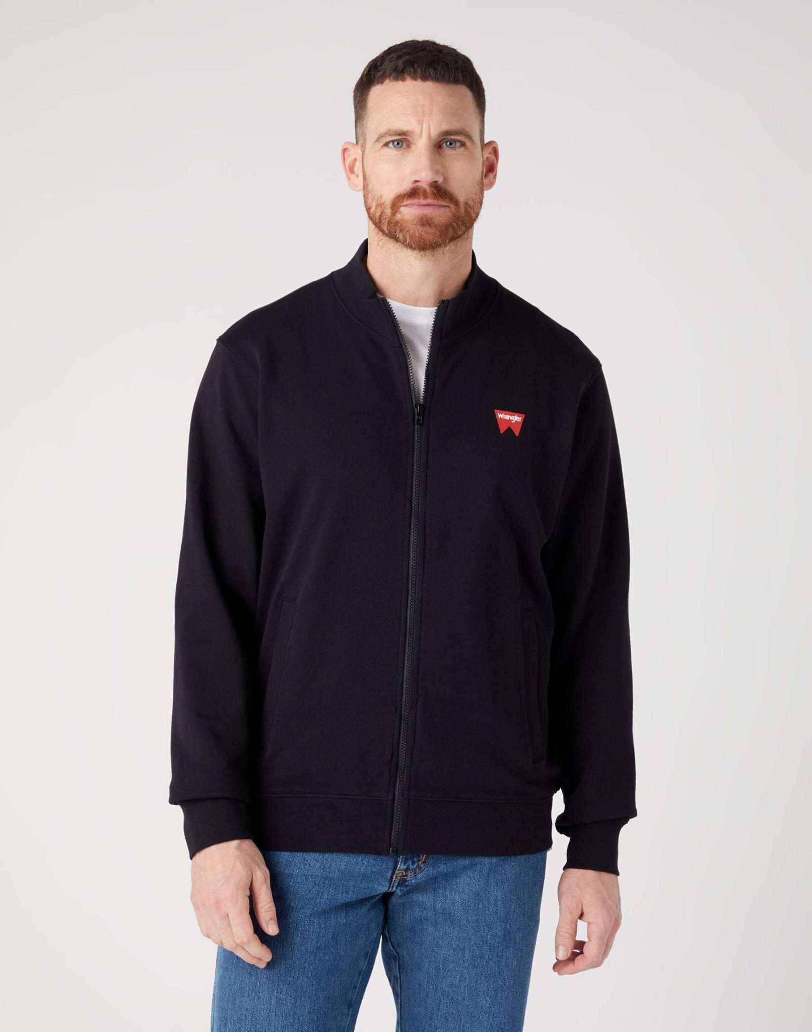 Funnel Neck Zip in Real Black Sweat Jackets Wrangler   