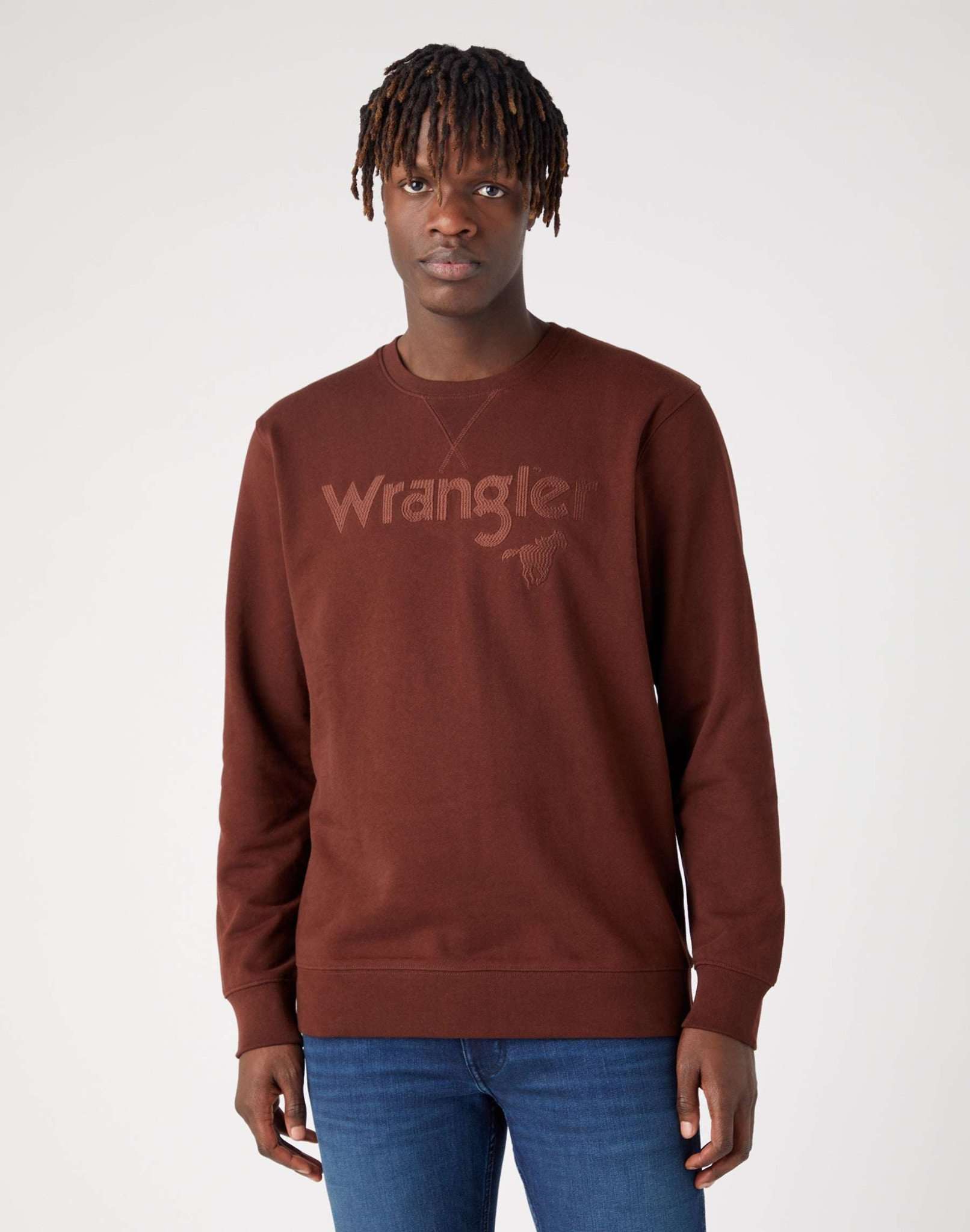 Logo Crew Sweat in Potting Soil Sweatshirts Wrangler   