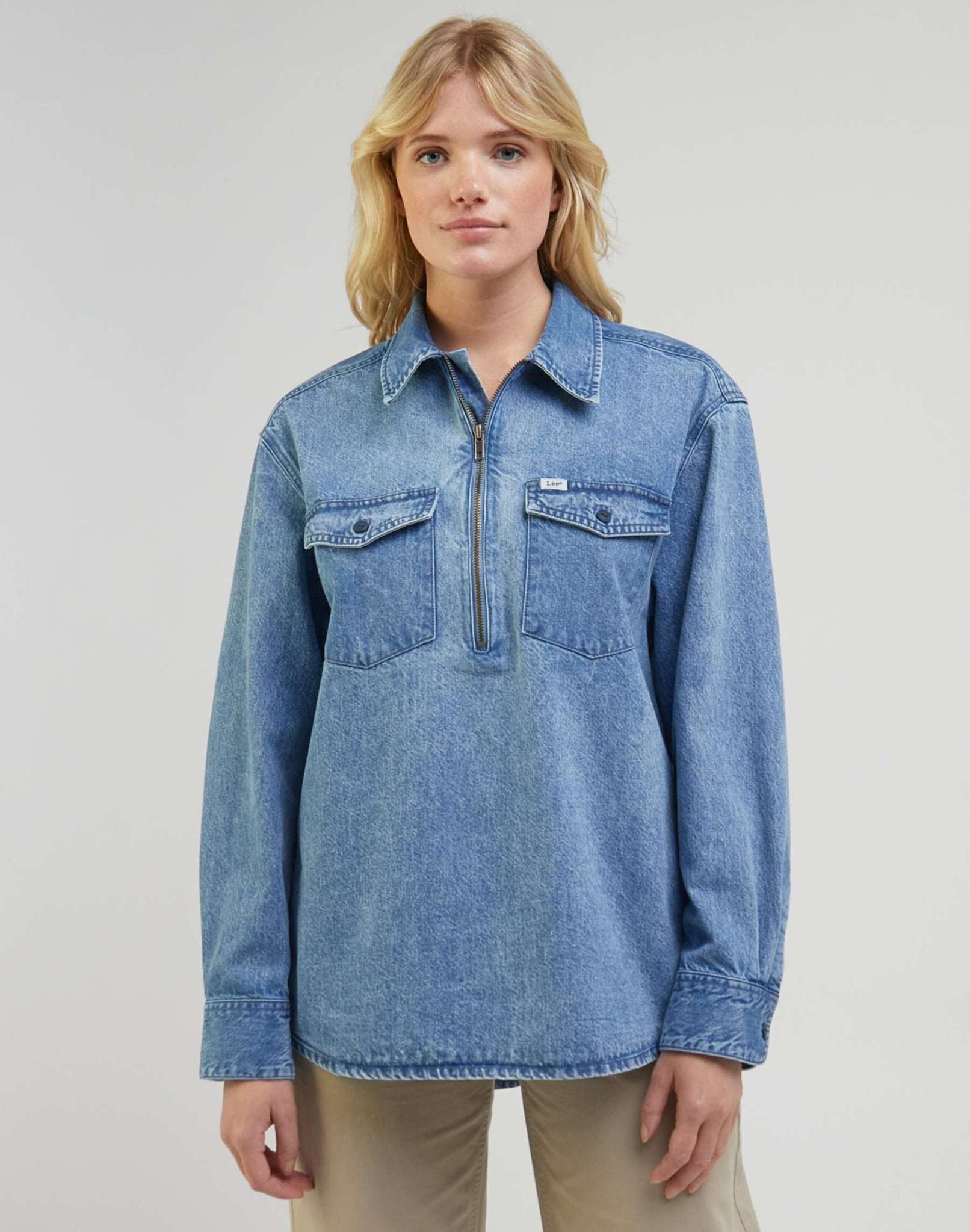 Zip Popover Shirt in Universal Blues Shirts Lee   