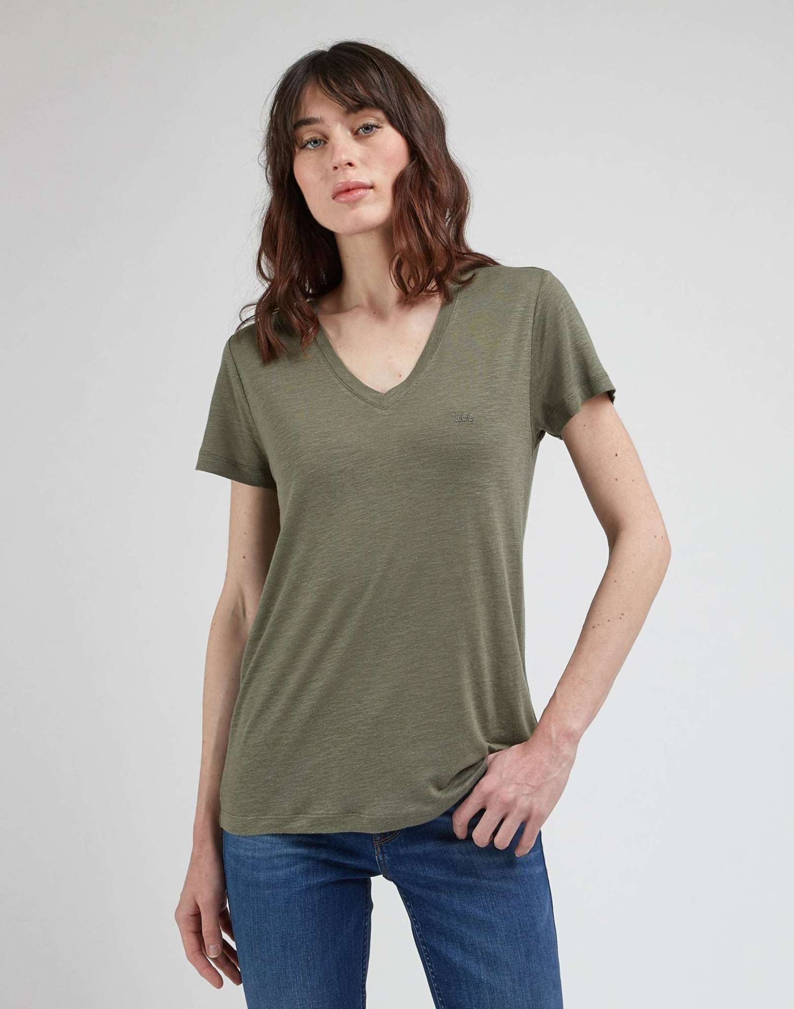 V Neck Tee in Olive Grove T-Shirts Lee   