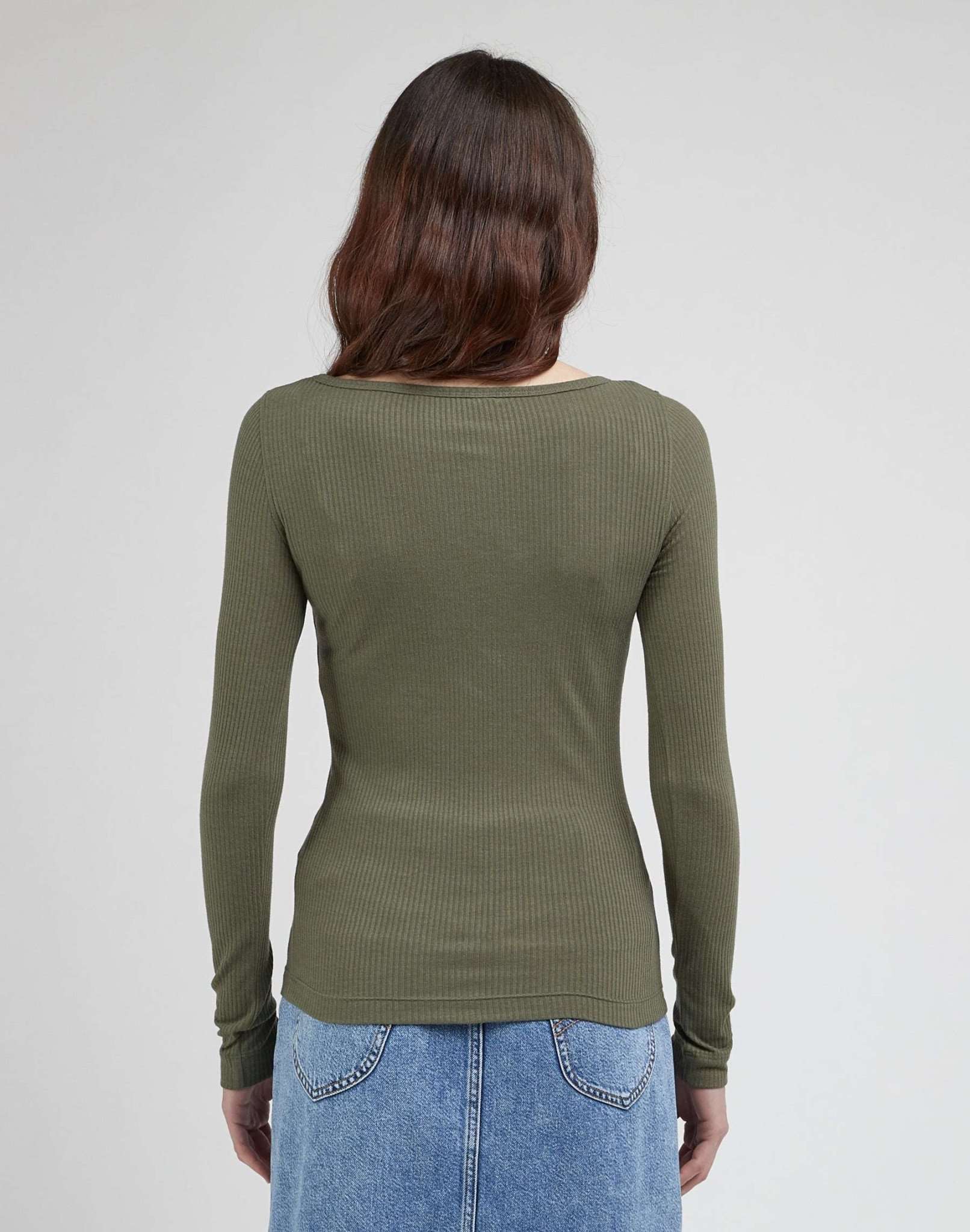 LS Boat Neck Tee in Olive Grove T-Shirts Lee   