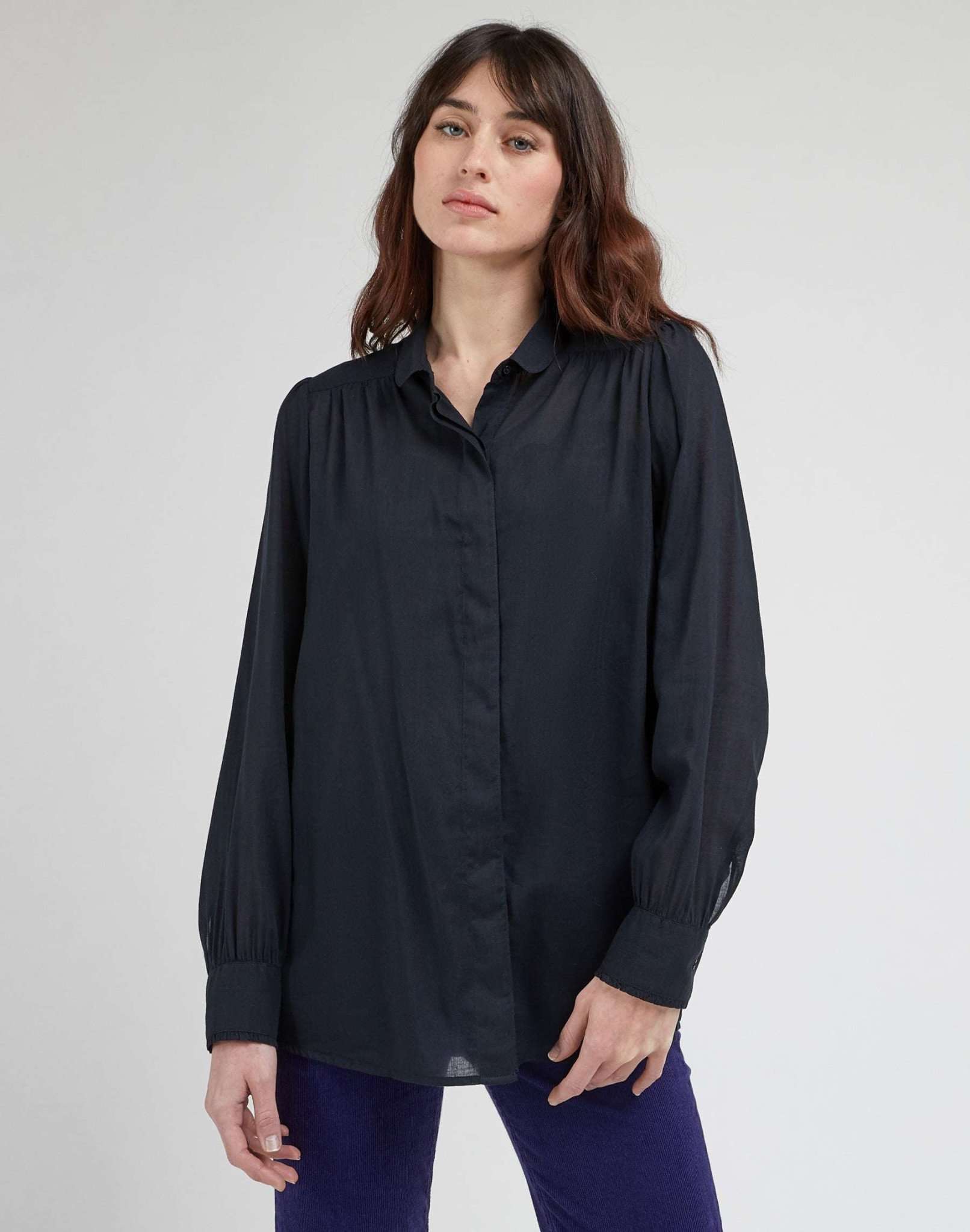 Shirred Blouse in Unionall Blk Shirts Lee   