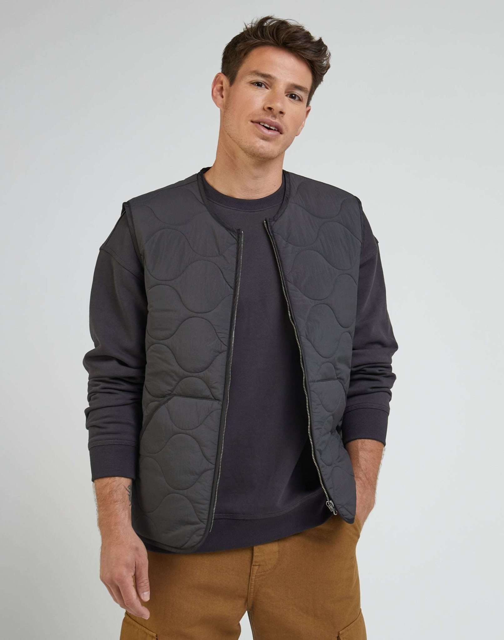 Vest in Washed Black Jackets Lee   