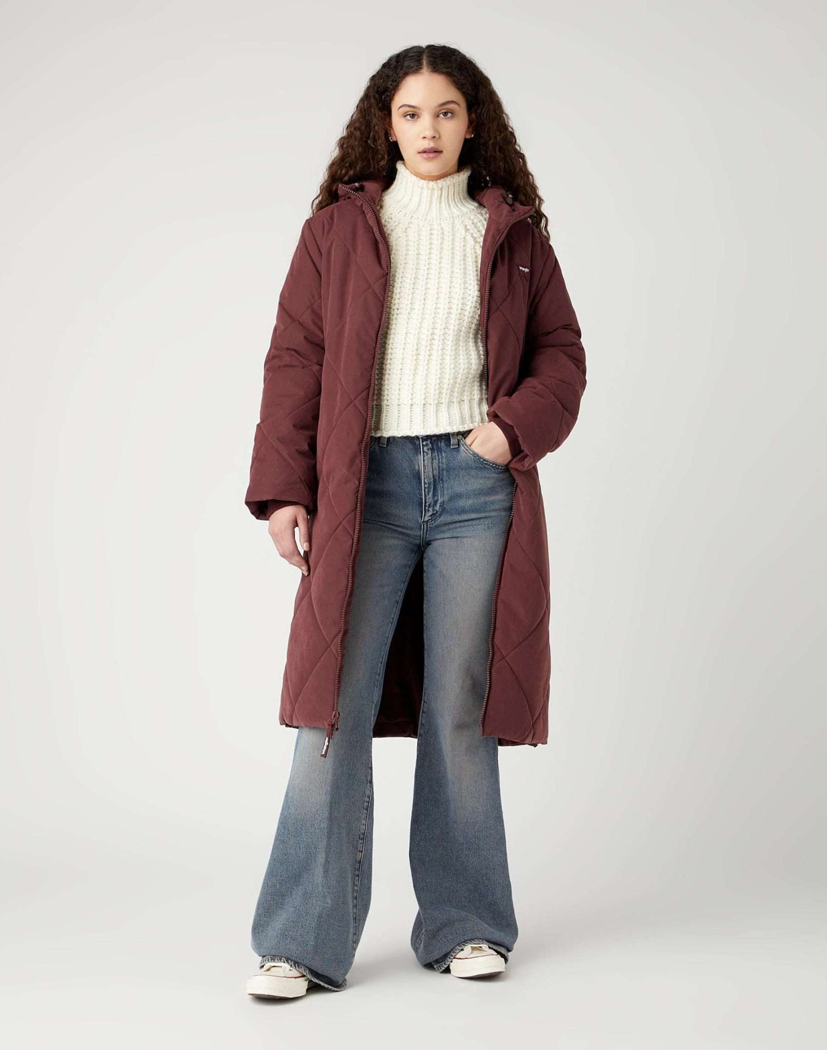 Long Quilted Jacket in Dahlia Jackets Wrangler   