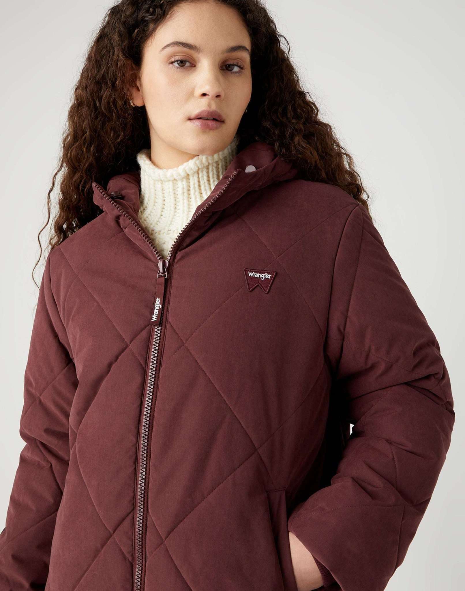 Long Quilted Jacket in Dahlia Jackets Wrangler   