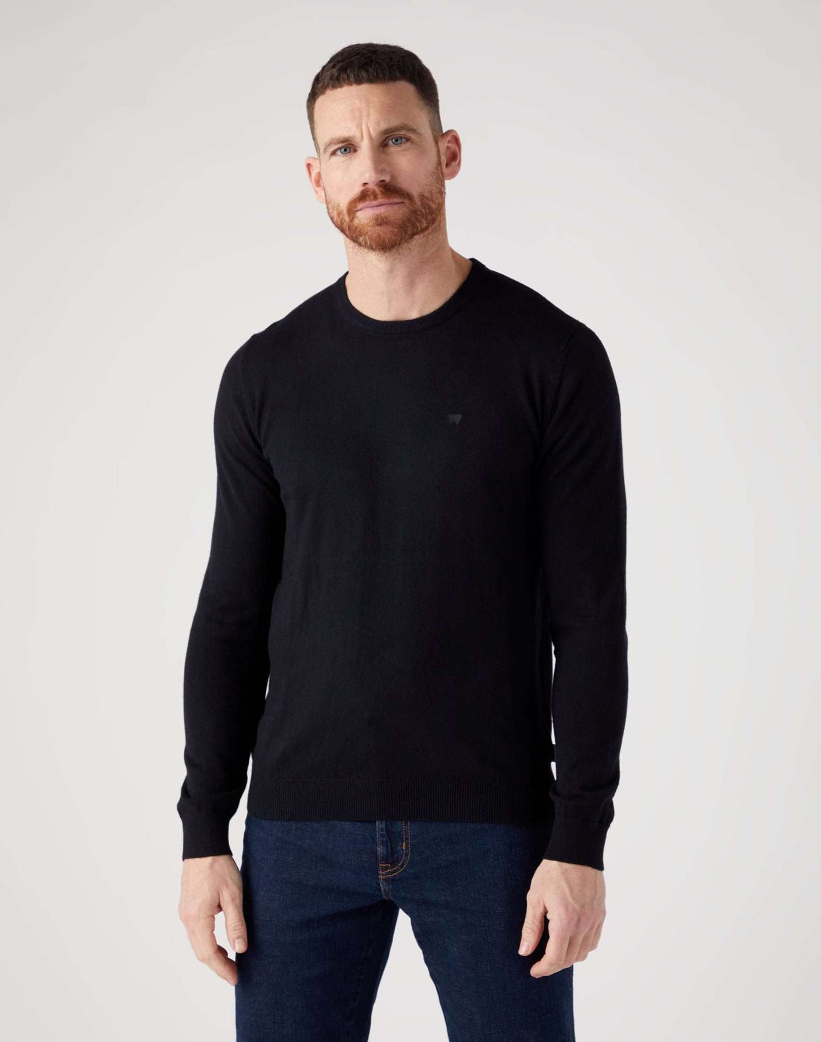 Crewneck Knit in Real Black Sweater Wrangler   