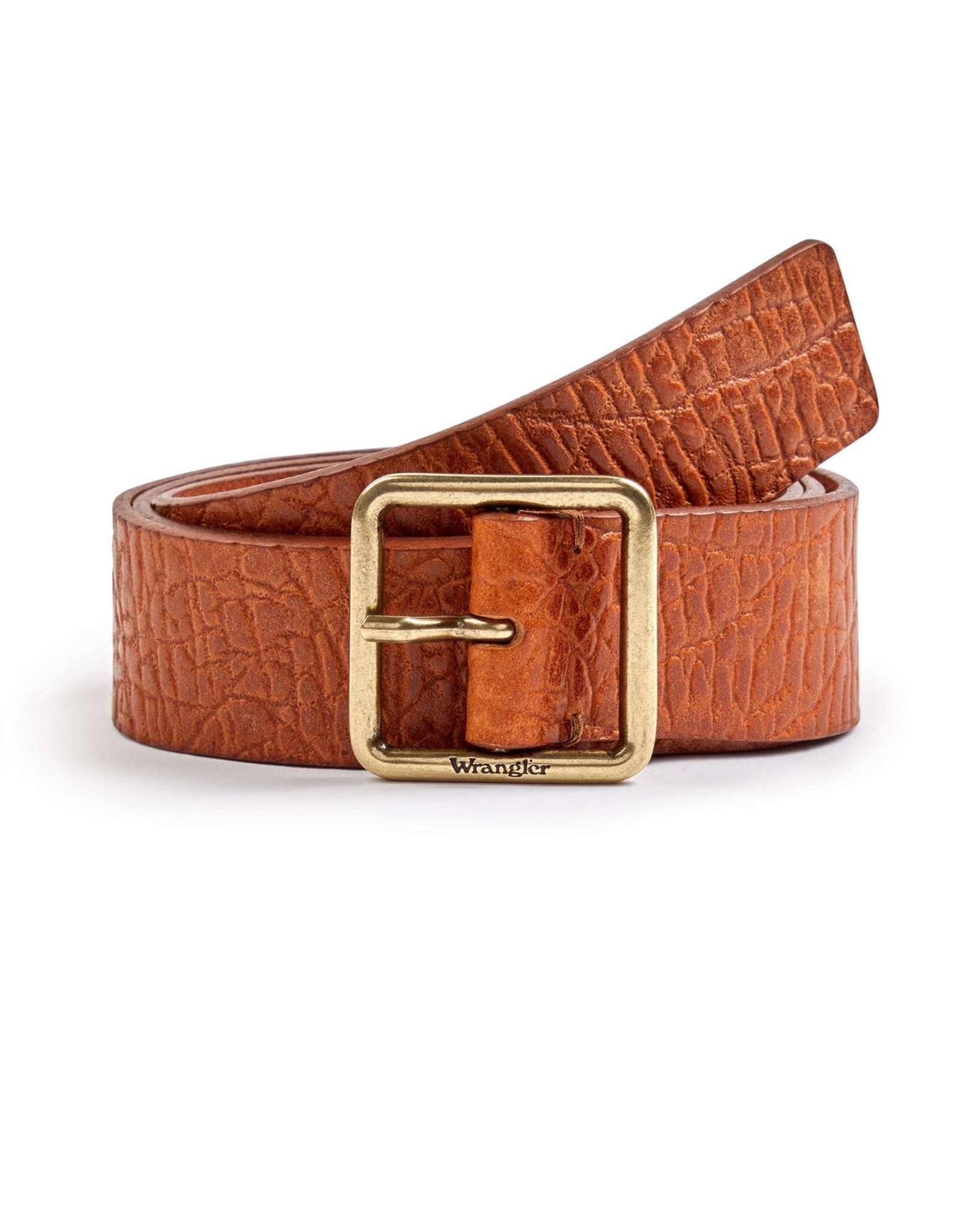 Square Buckle Belt in Cognac Belt Wrangler   