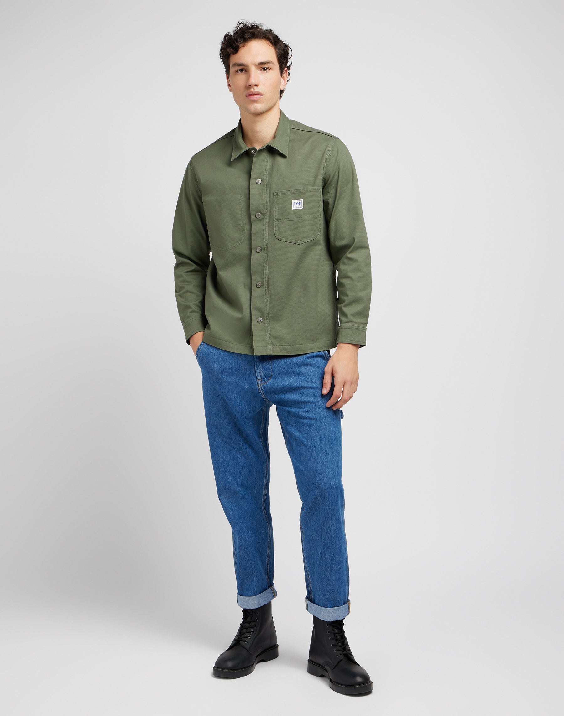 Worker Overshirt in Olive Grove Shirts Lee   