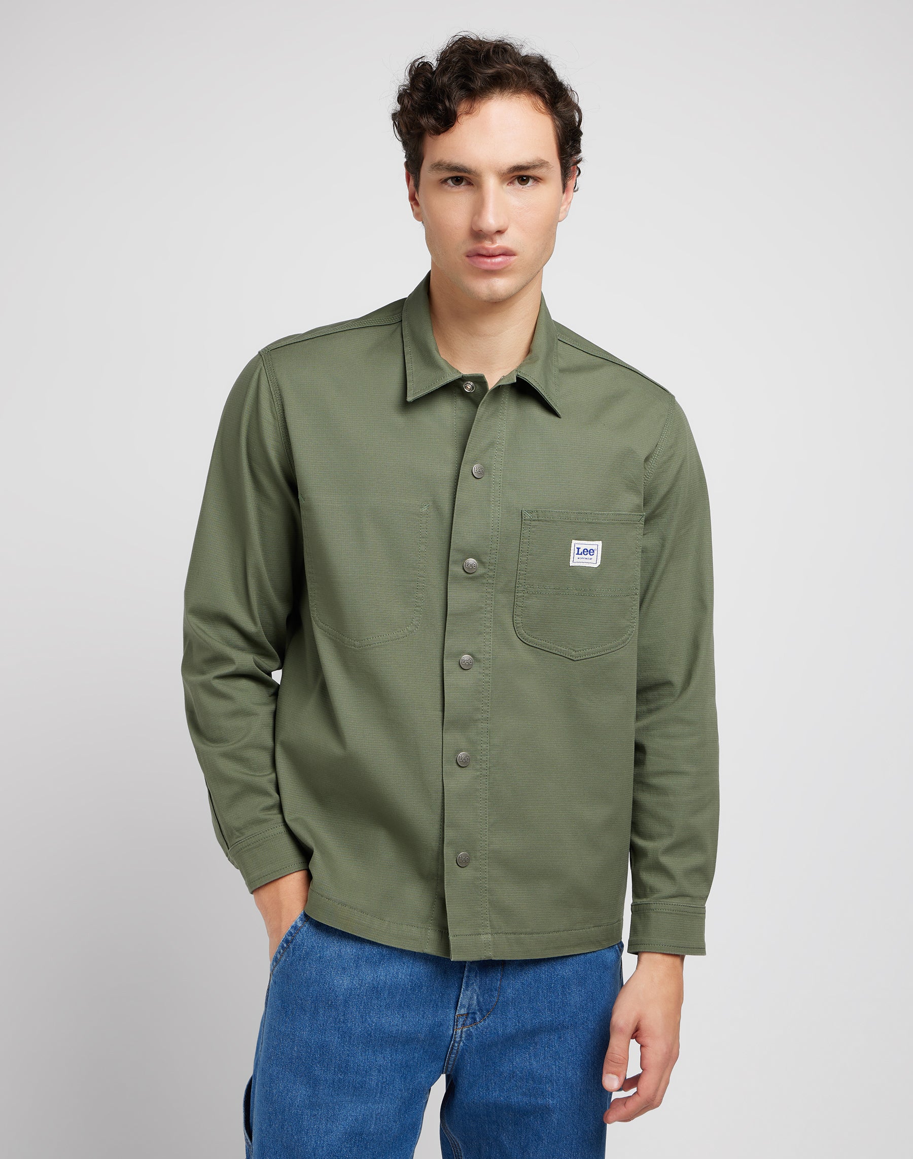 Worker Overshirt in Olive Grove Shirts Lee   