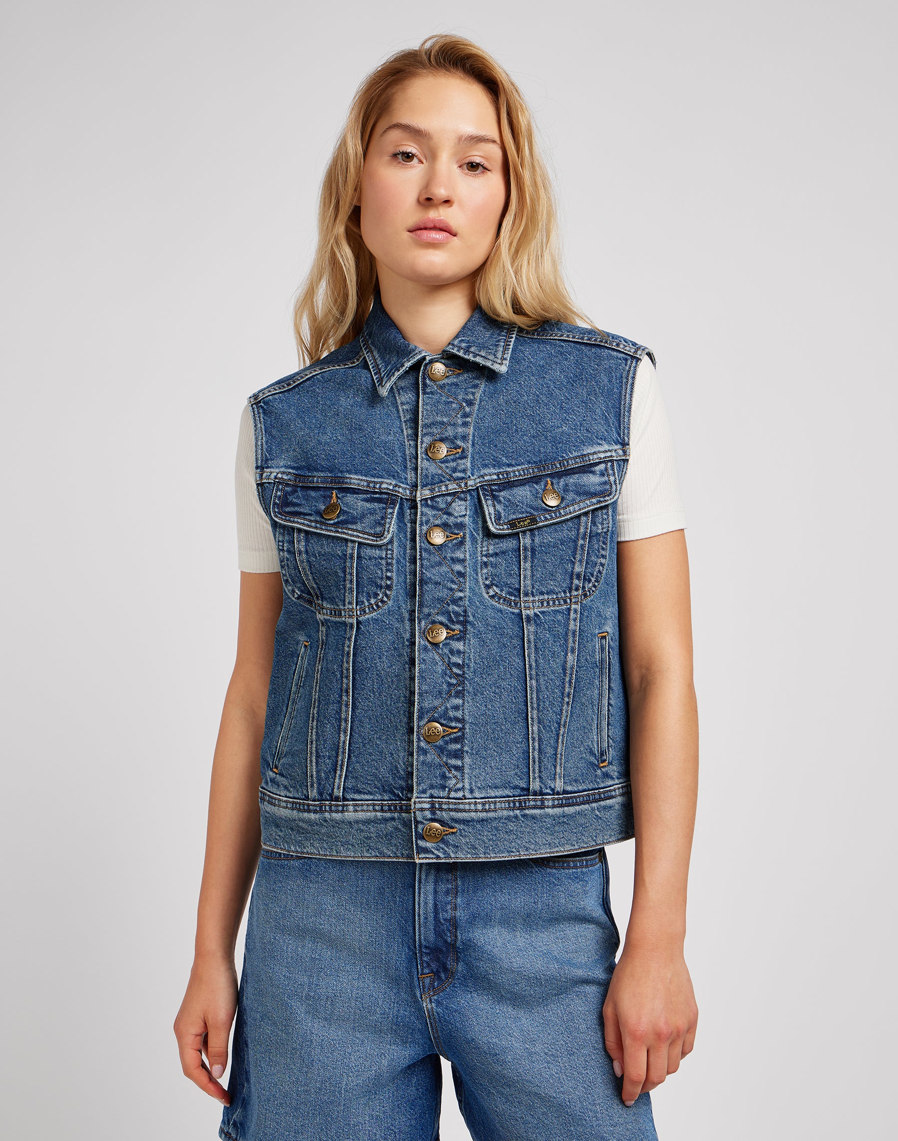 Sleeveless Rider Jacket in Classic Indigo Jackets Lee   