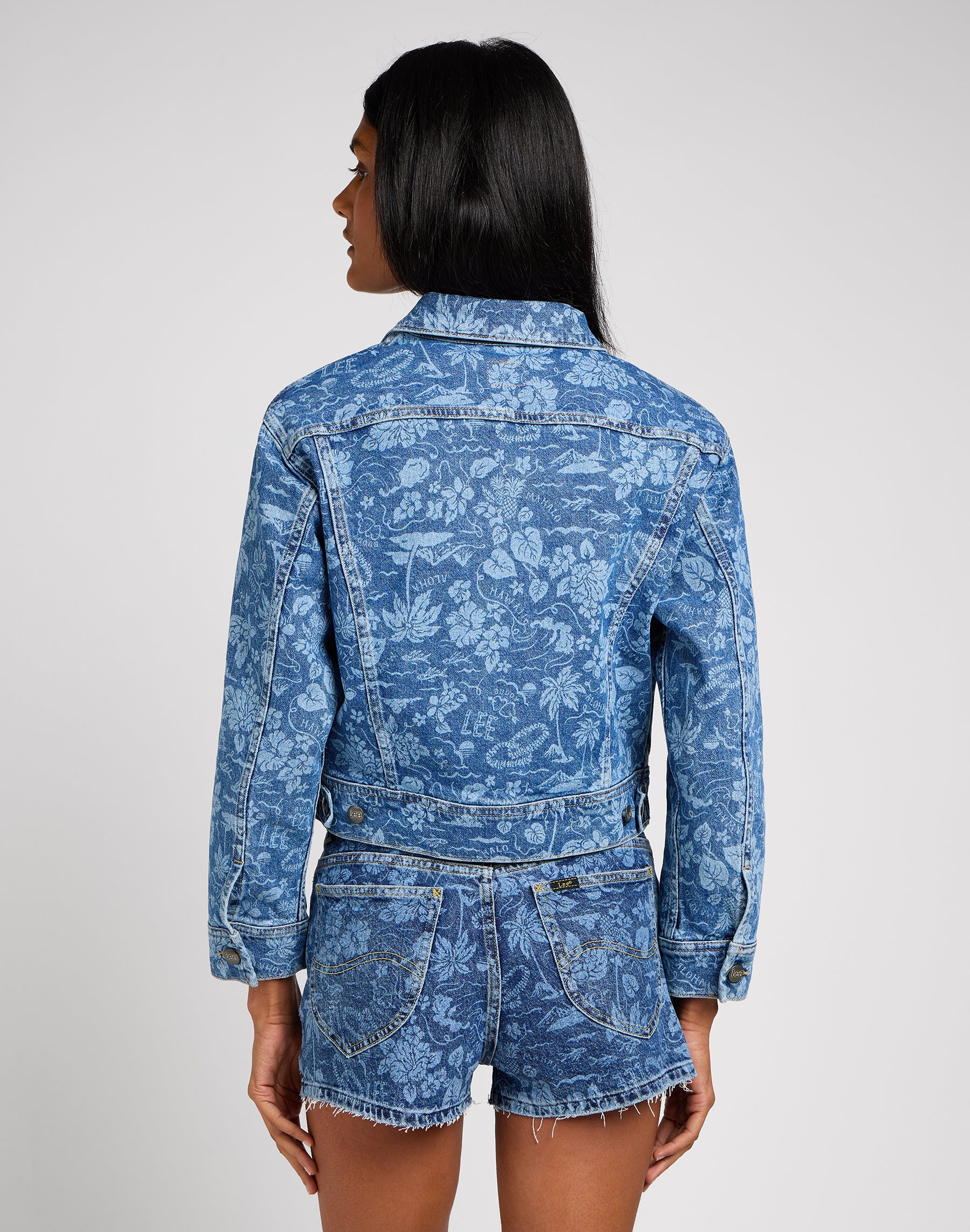 Cropped Rider Jacket in Tropical Denim Jackets Lee   