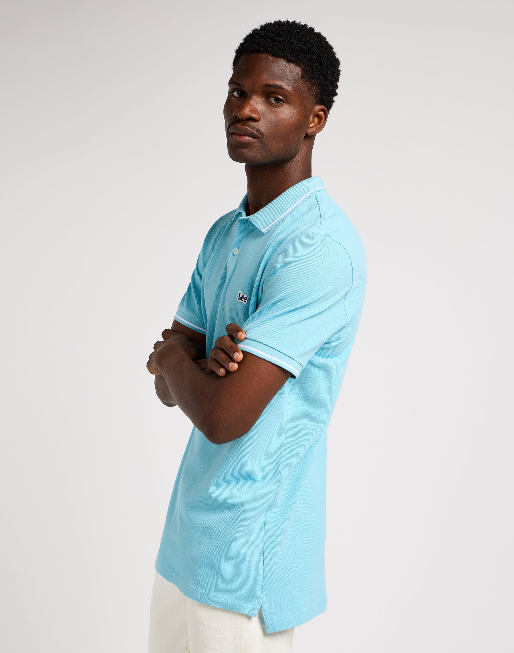 Pique Polo in Preppy Blue Polos Lee   