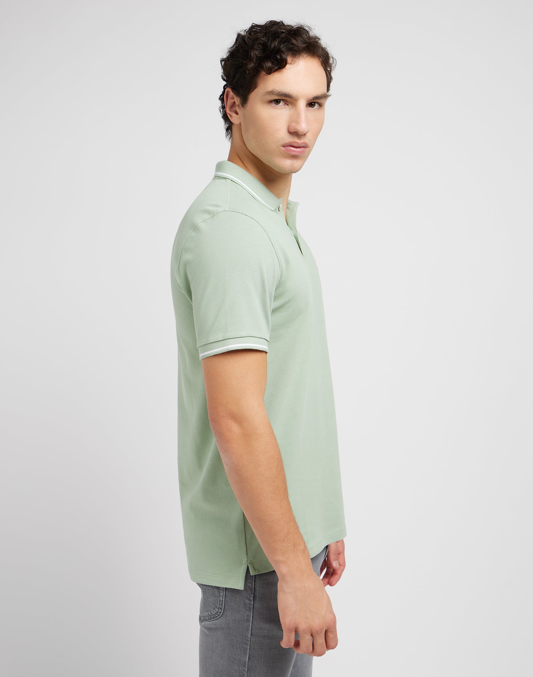 Pique Polo in Intuition Grey Polos Lee   