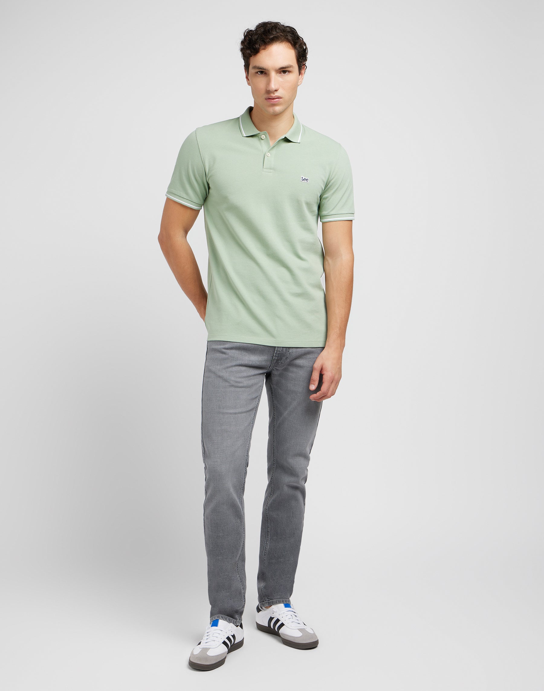 Pique Polo in Intuition Grey Polos Lee   