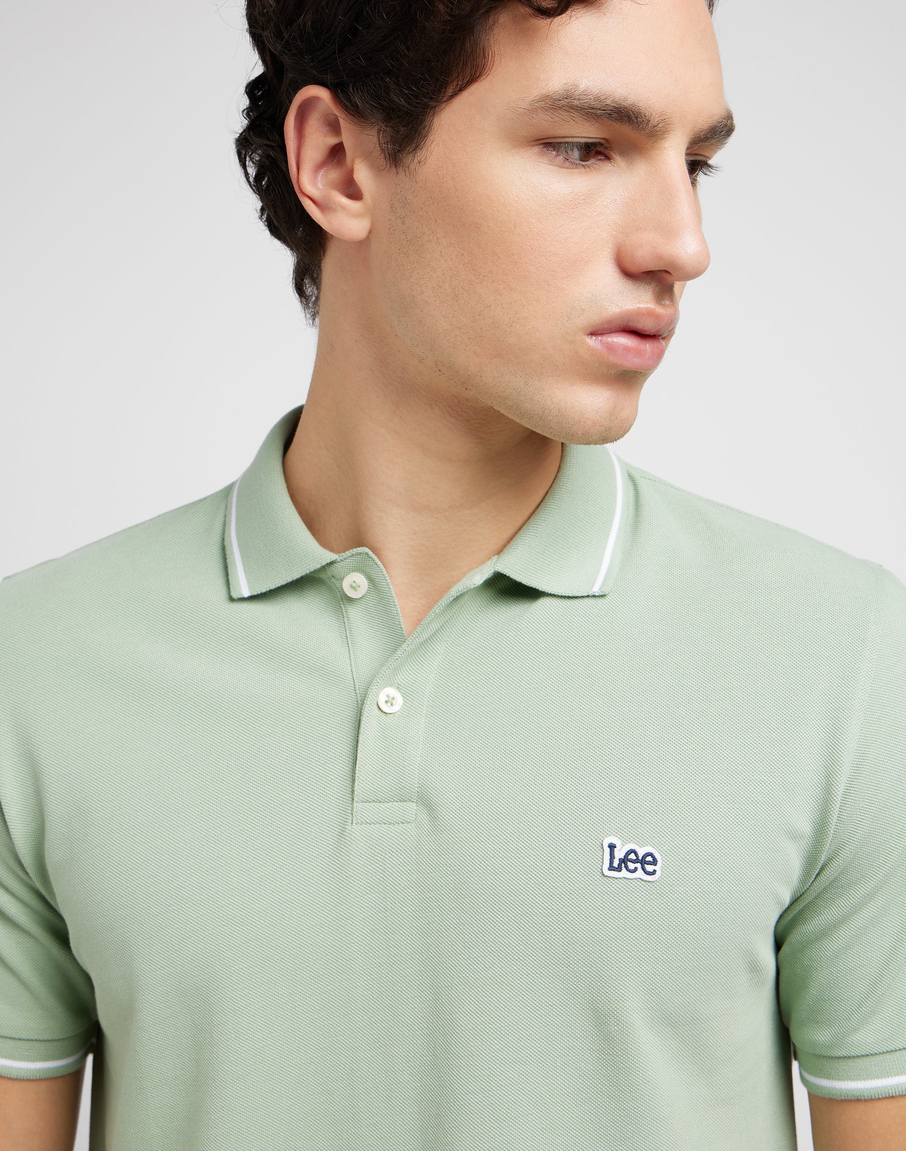 Pique Polo in Intuition Grey Polos Lee   