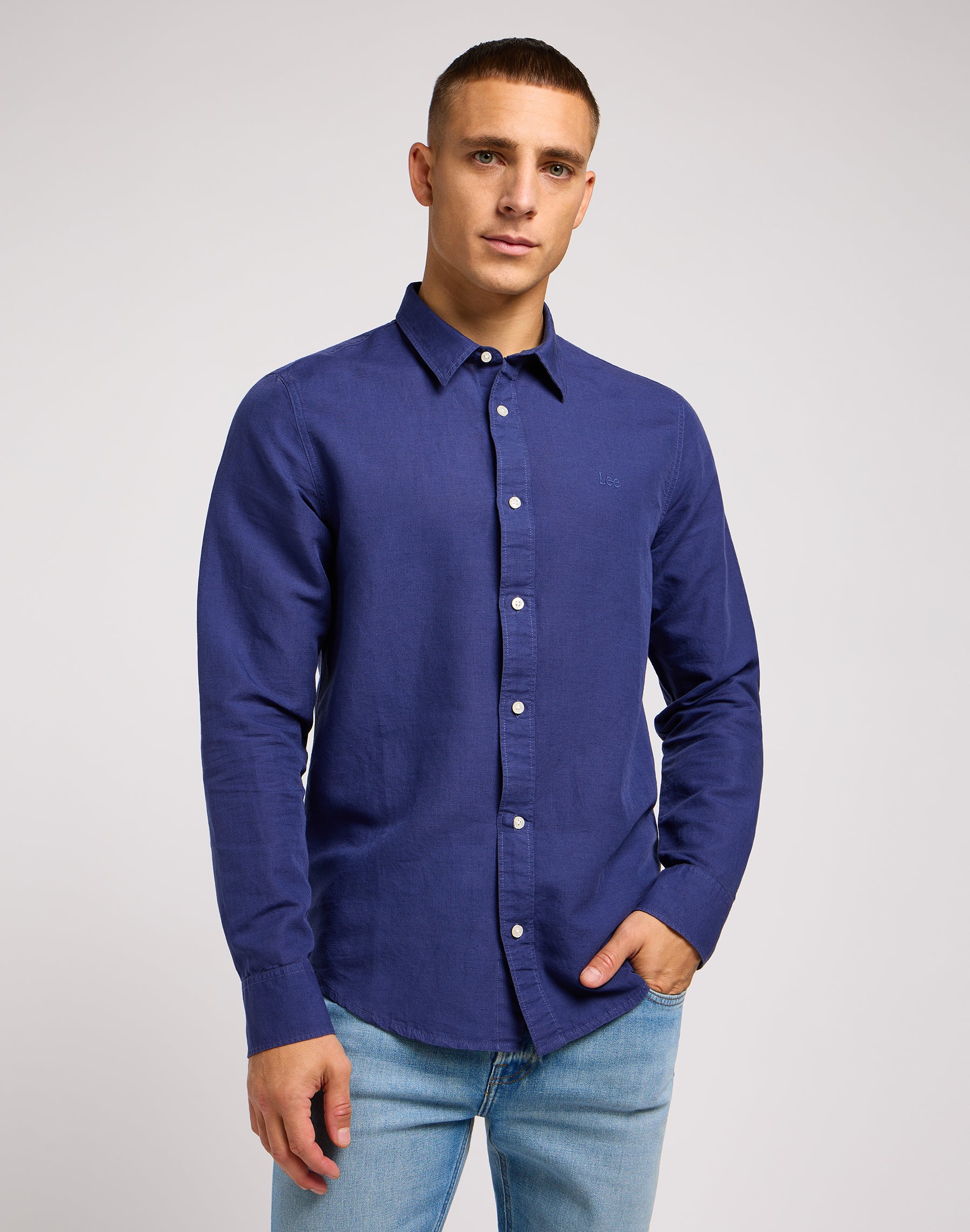 Patch Shirt in Medieval Blue Shirts Lee   