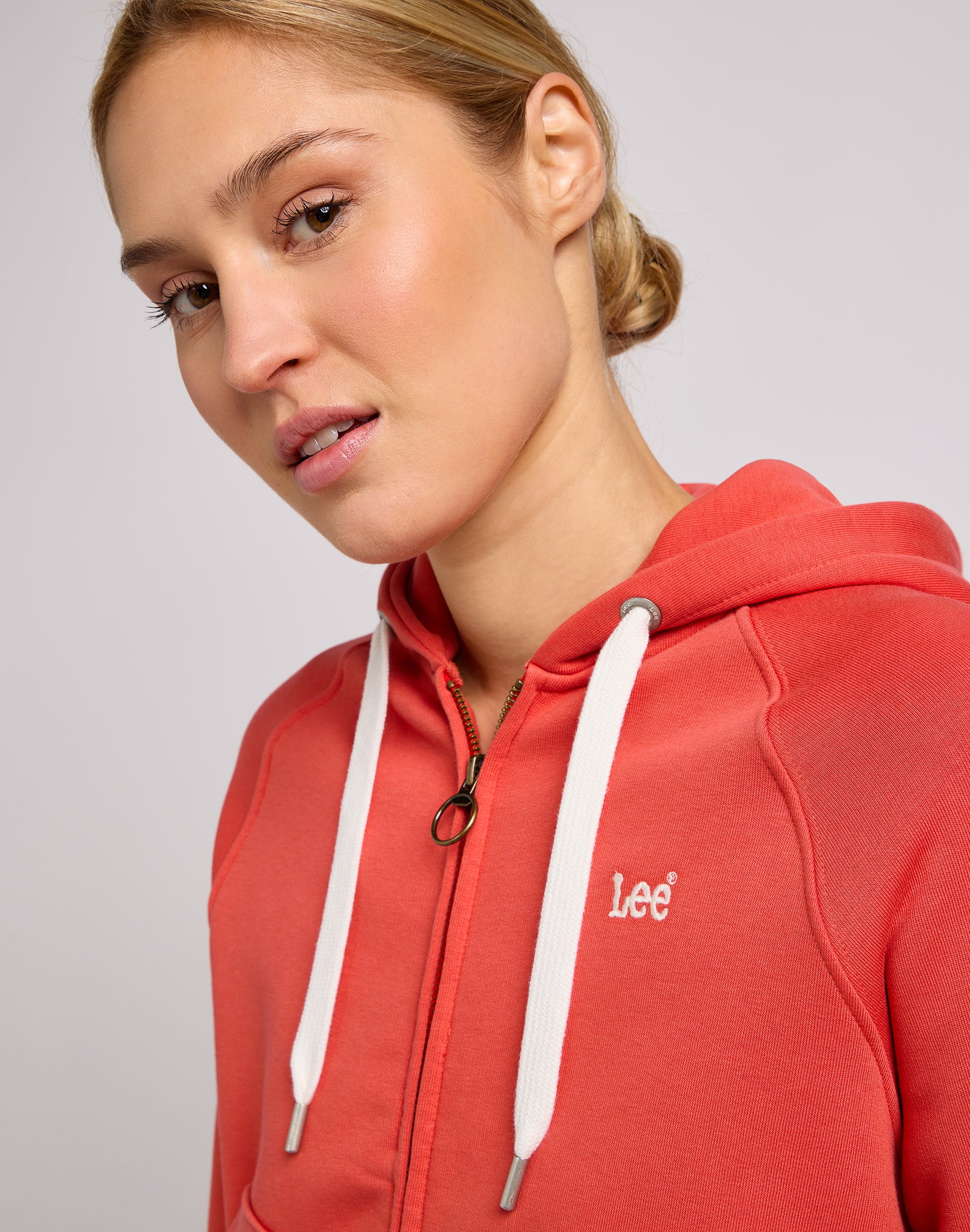 Zip Through Hoodie in Poppy Sweat Jackets Lee   