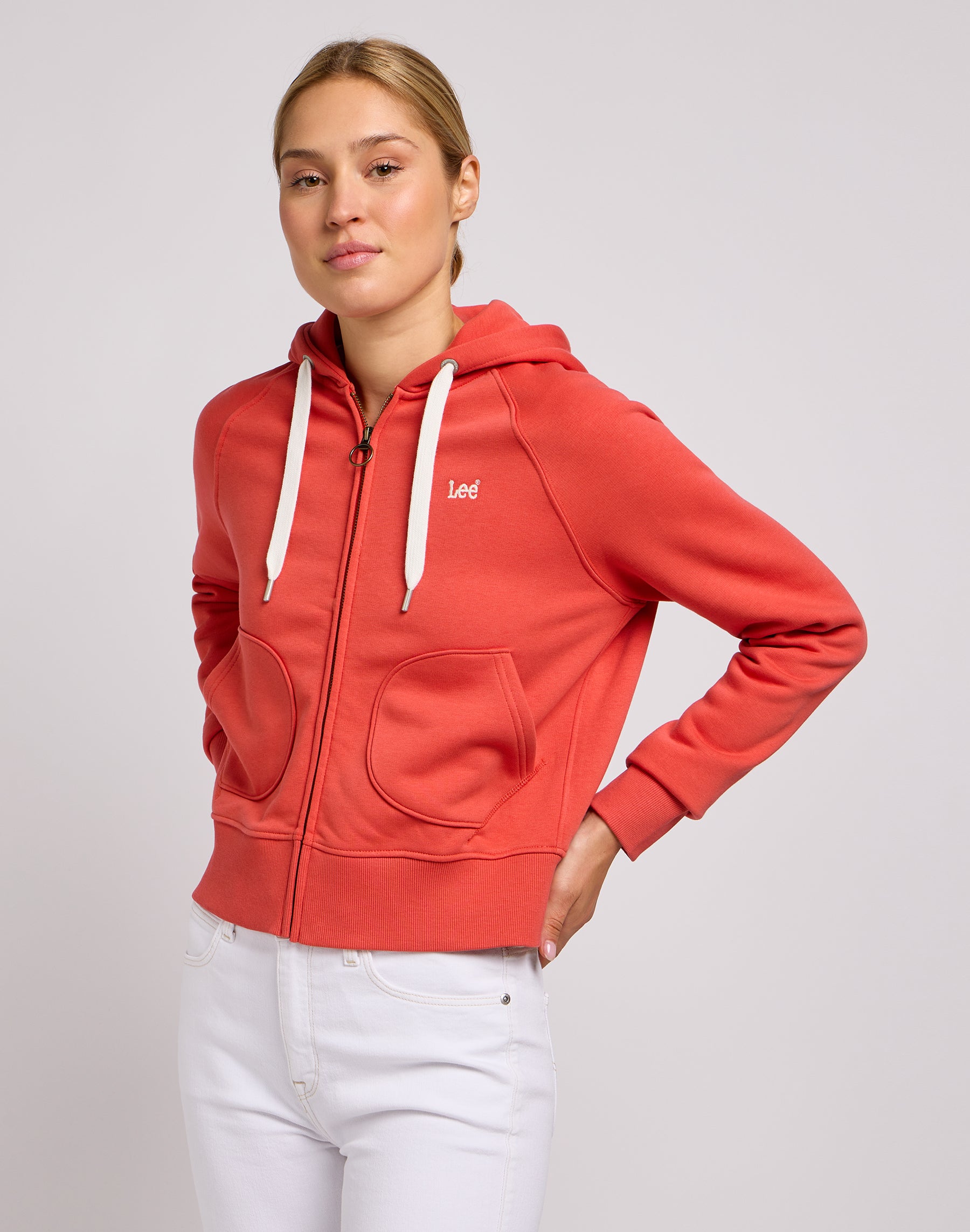 Zip Through Hoodie in Poppy Sweat Jackets Lee   