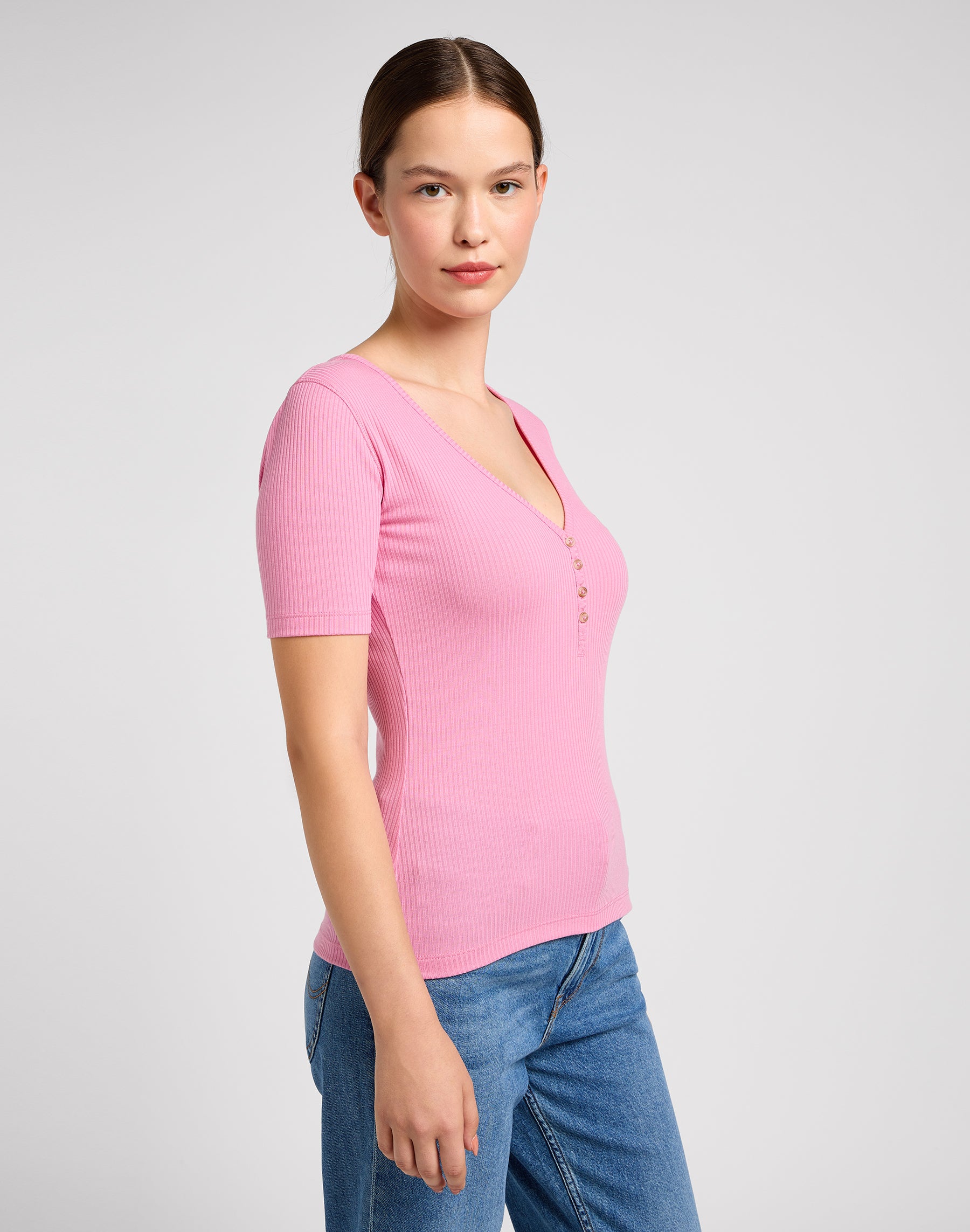 Shortsleeves Henley in Sugar Lilac T-shirts Lee   