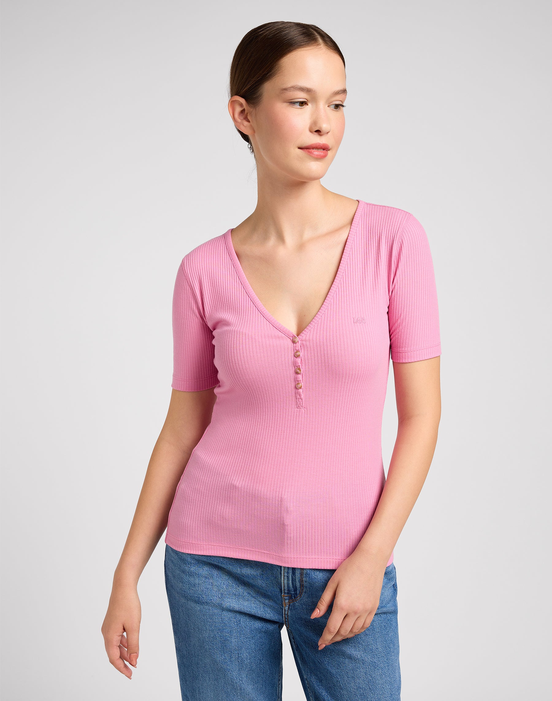 Shortsleeves Henley in Sugar Lilac T-shirts Lee   