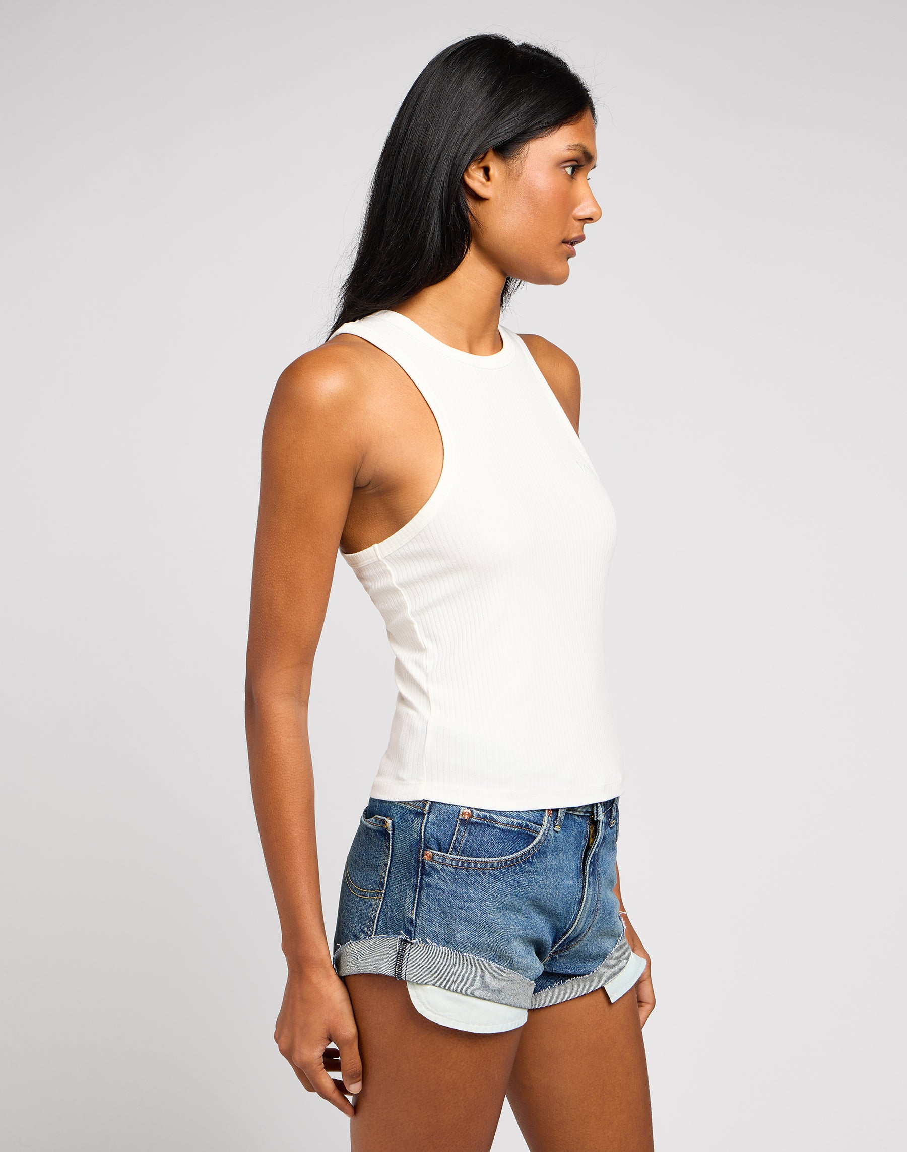 Ribbed Tank in Ecru Tops Lee   