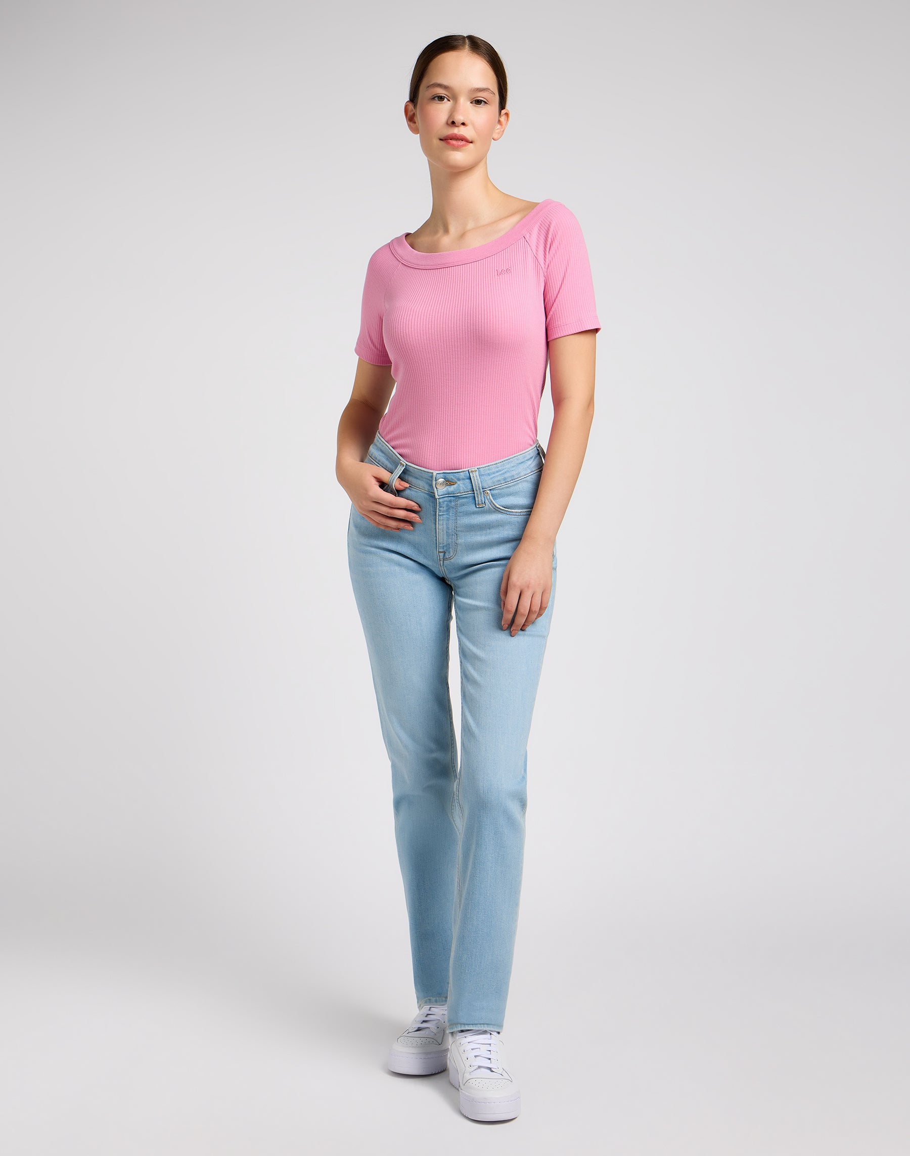 Off The Shoulder Rib in Sugar Lilac T-shirts Lee   