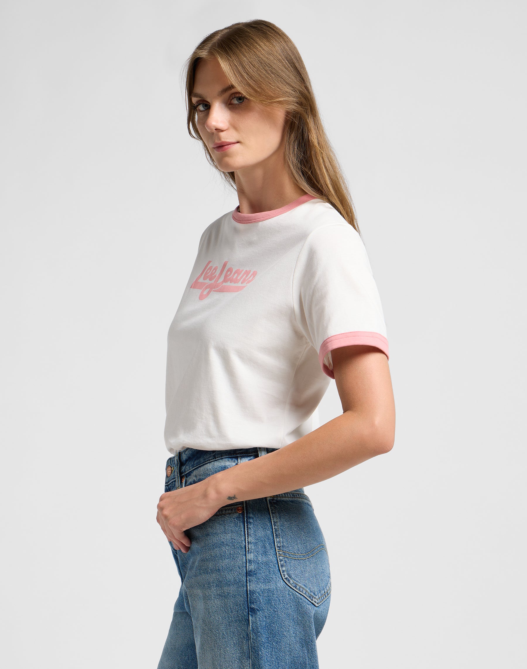 Ringer Tee in Cassie Pink T-Shirts Lee   