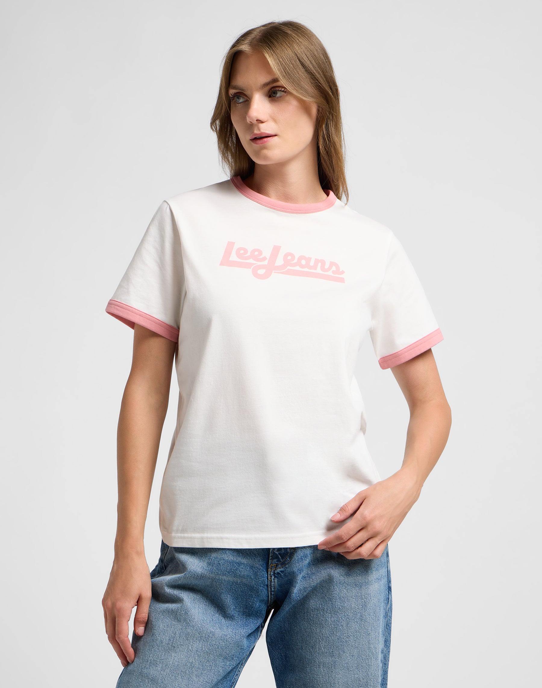 Ringer Tee in Cassie Pink T-Shirts Lee   