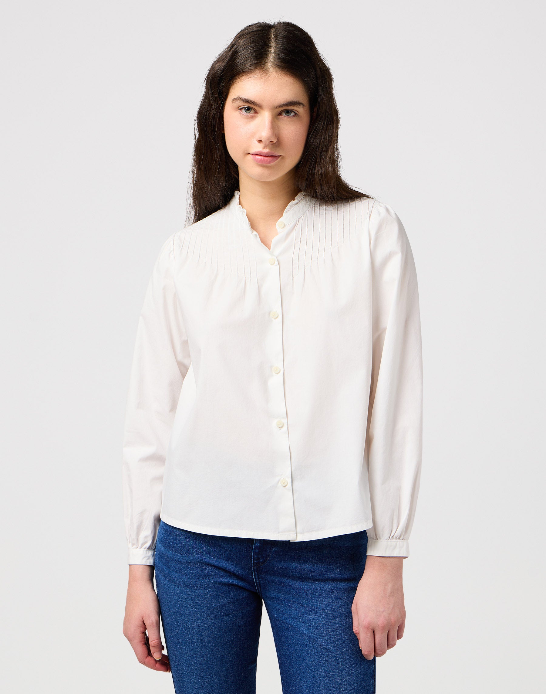 Pintuck Blouse in White Shirts Wrangler   