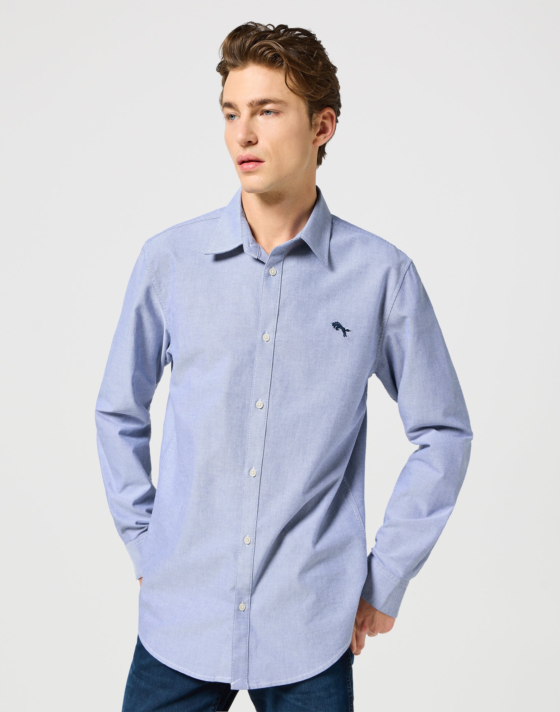 LS Shirt in Oxford Blue Shirts Wrangler