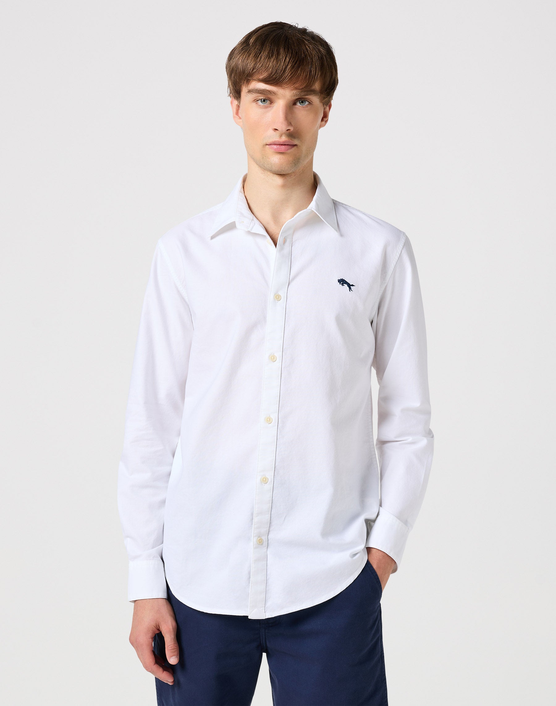 Longsleeves Shirt in White Oxford Shirts Wrangler   