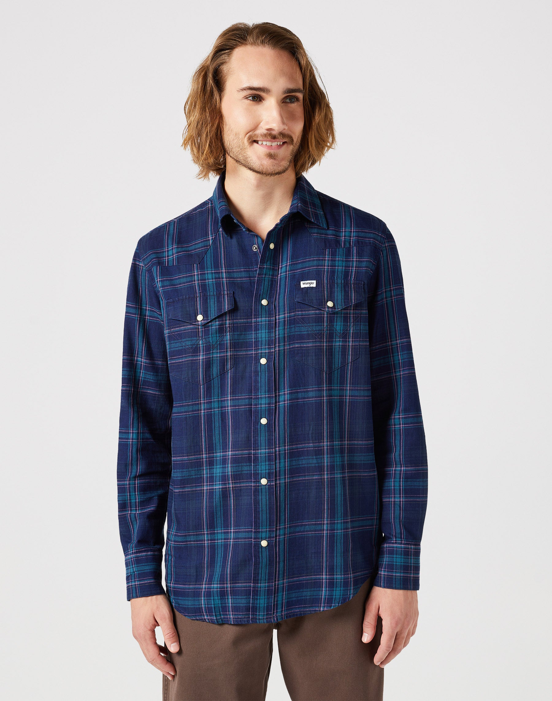 Longsleeves Western Shirt in Black Iris Shirts Wrangler   