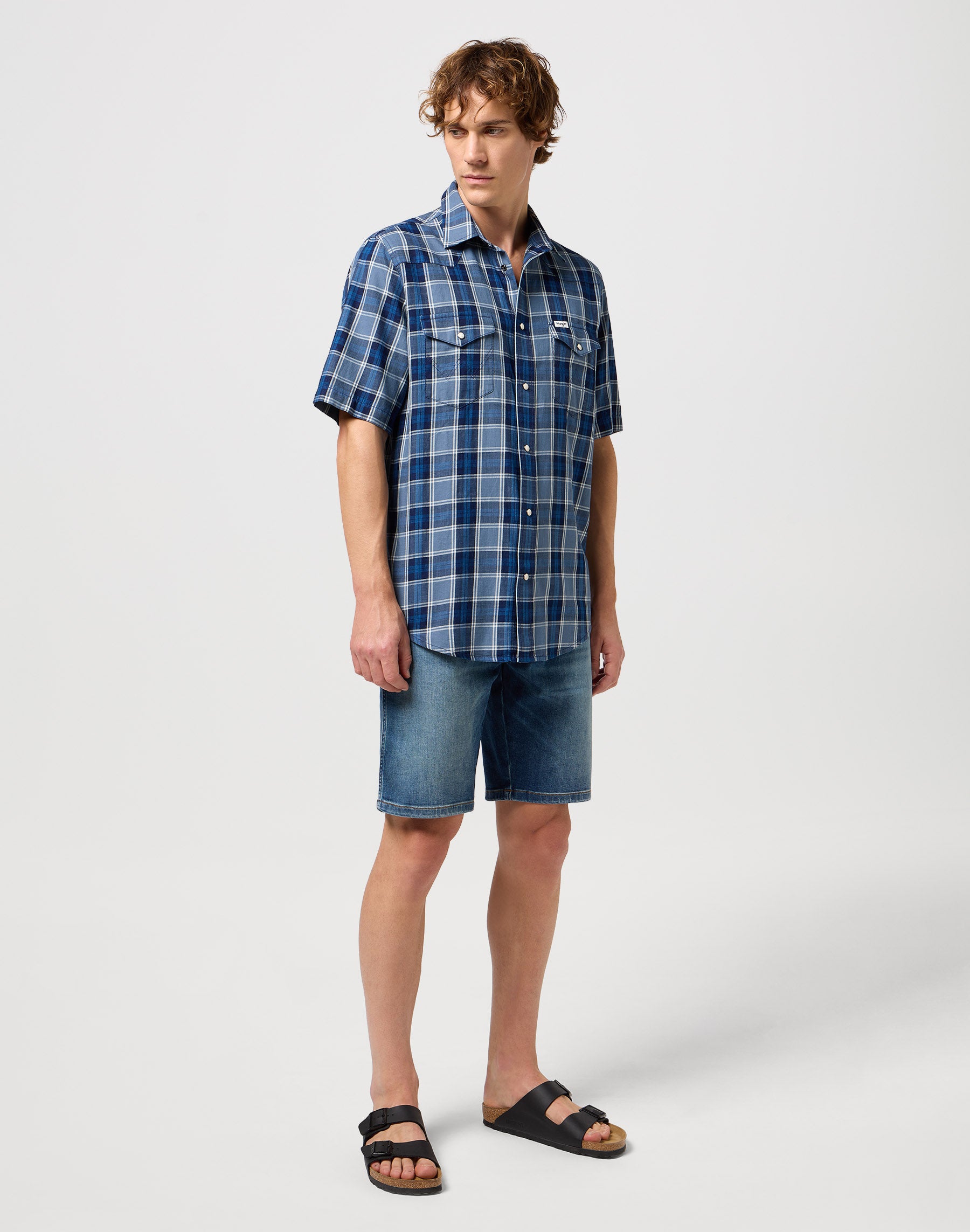 Western Shirt in Light Blue Indigo Shirts Wrangler   