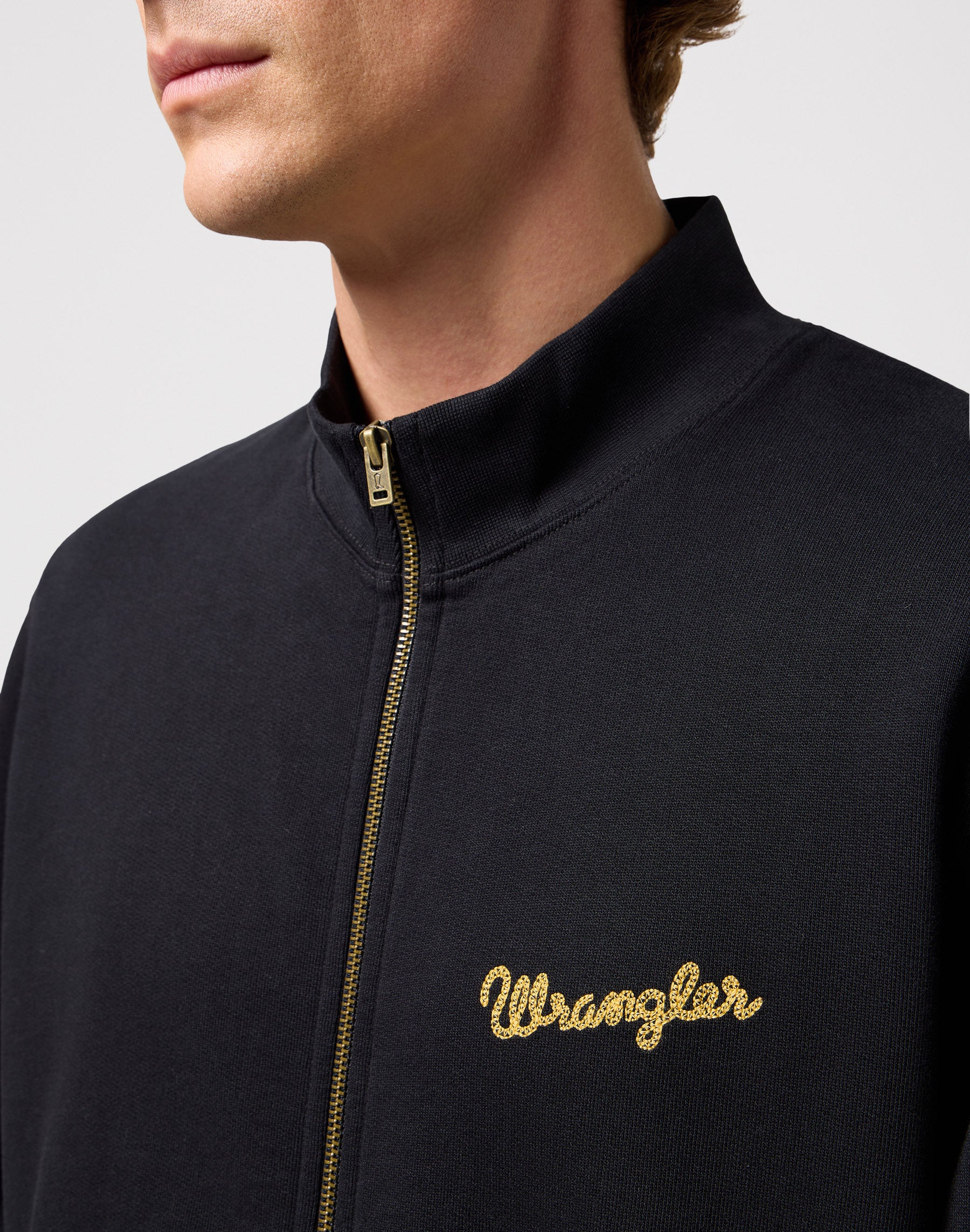 Funnel Neck Zip in Black Sweat Jackets Wrangler   