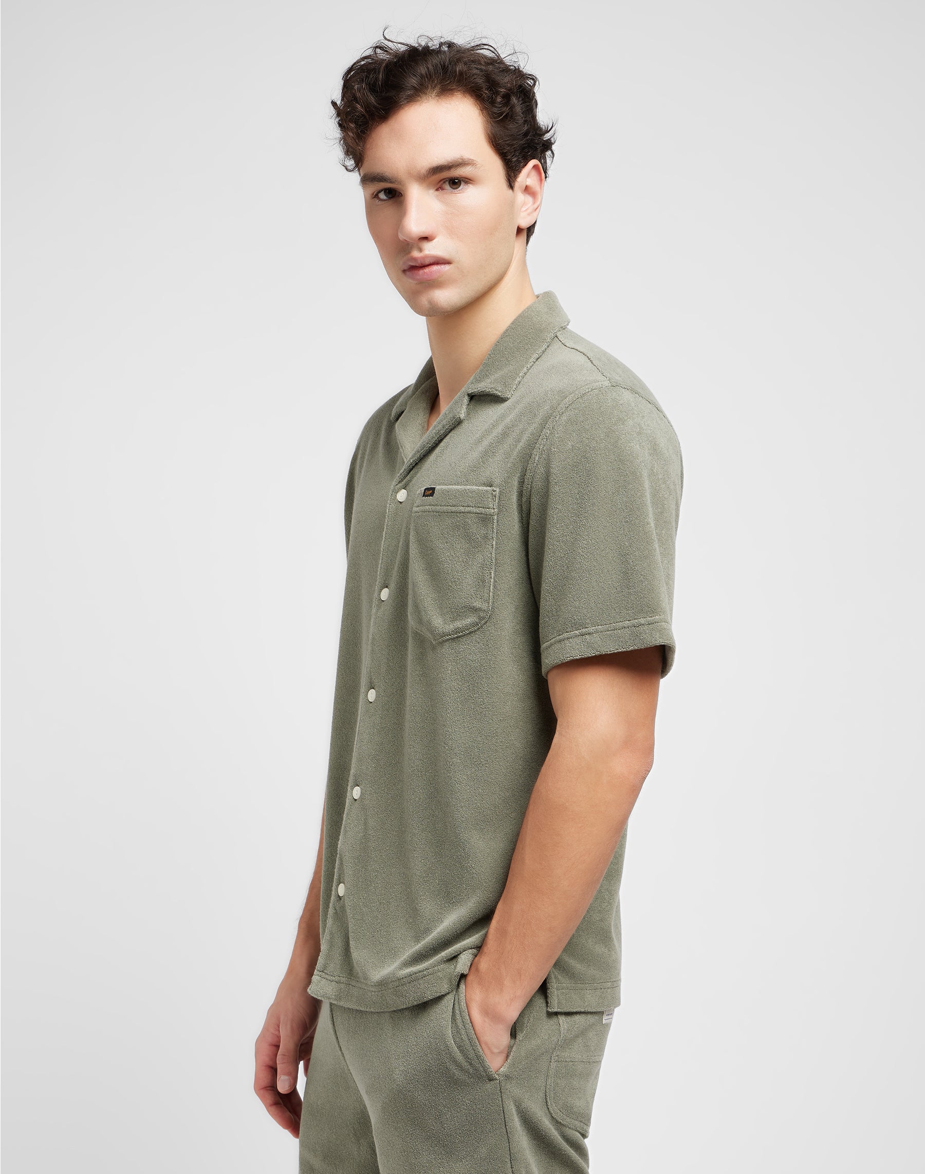 Knit Camp Shirt in Olive Grove Shirts Lee   