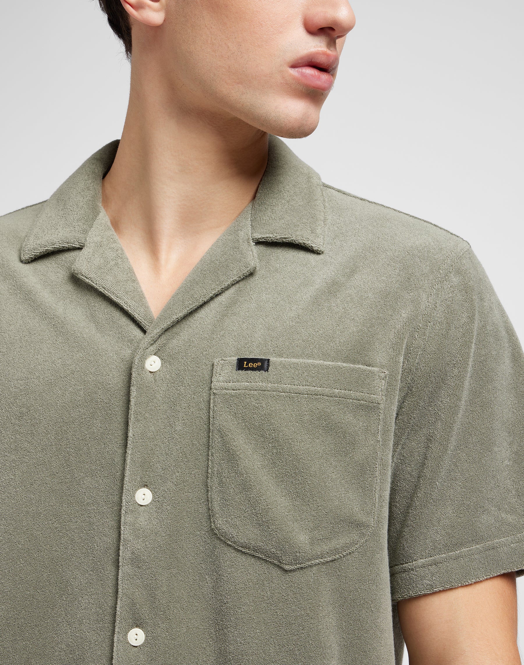 Knit Camp Shirt in Olive Grove Shirts Lee   