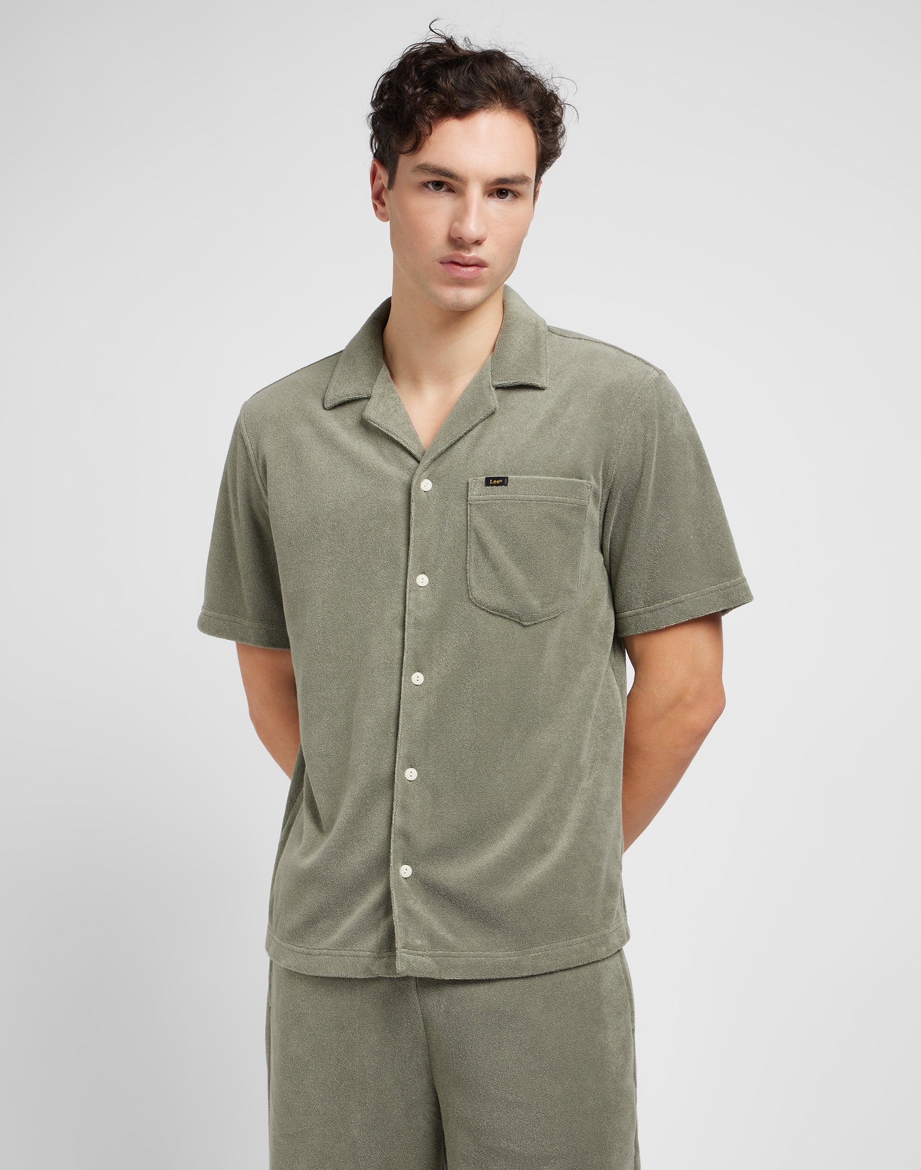 Knit Camp Shirt in Olive Grove Shirts Lee   