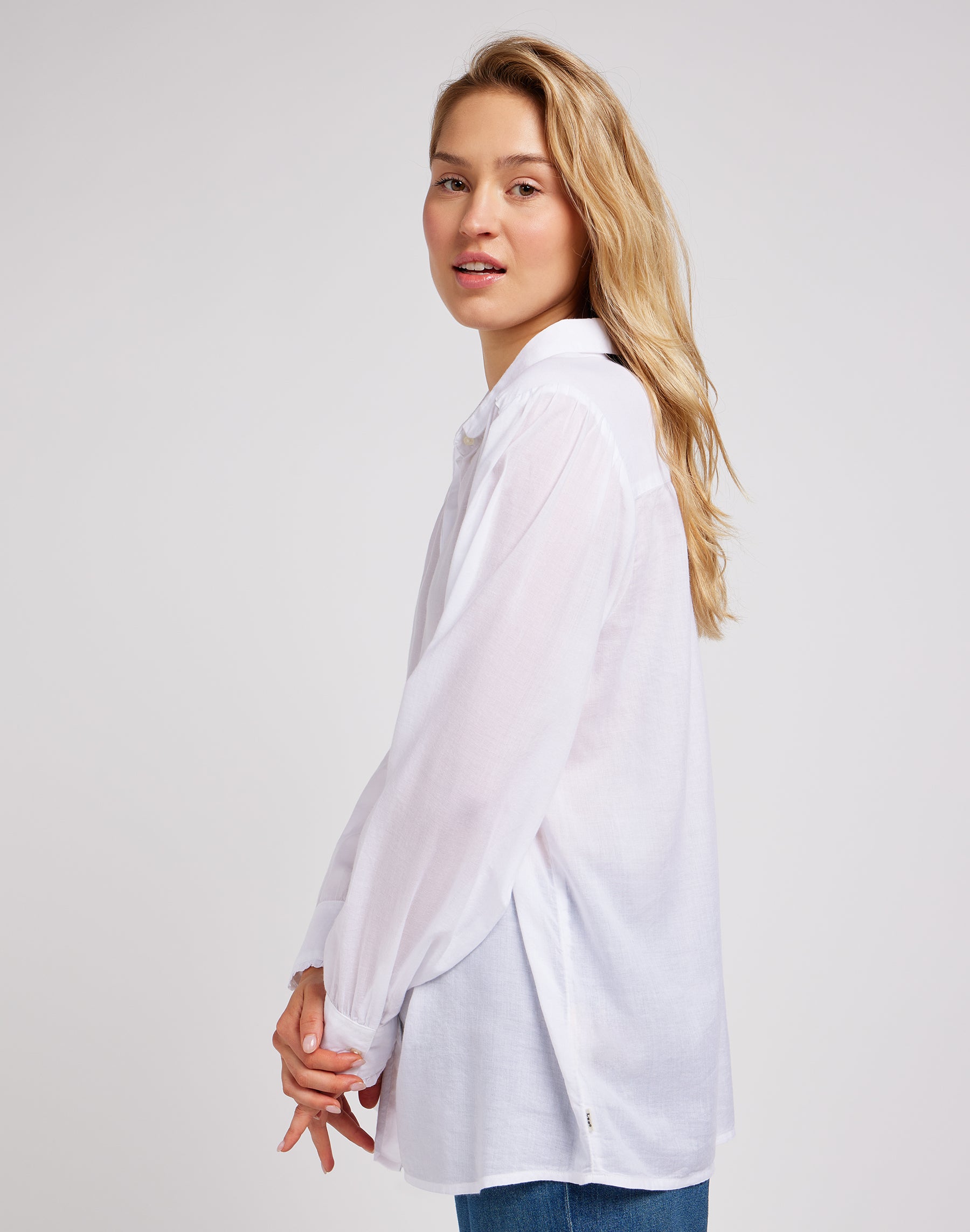 Shirred blouse in bright white shirts Lee   