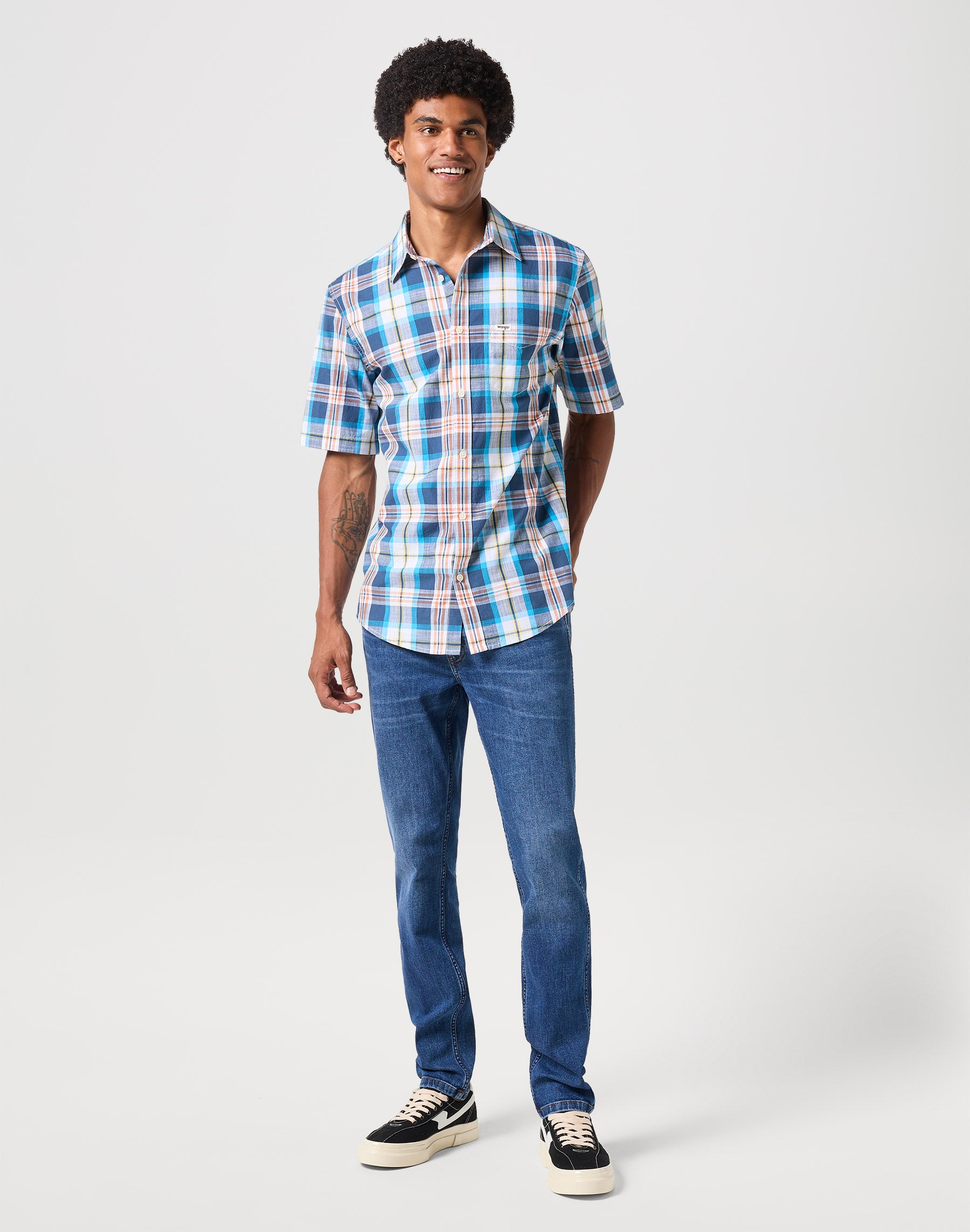 Short sleeve one pocket shirt in Navy Shirts Wrangler   