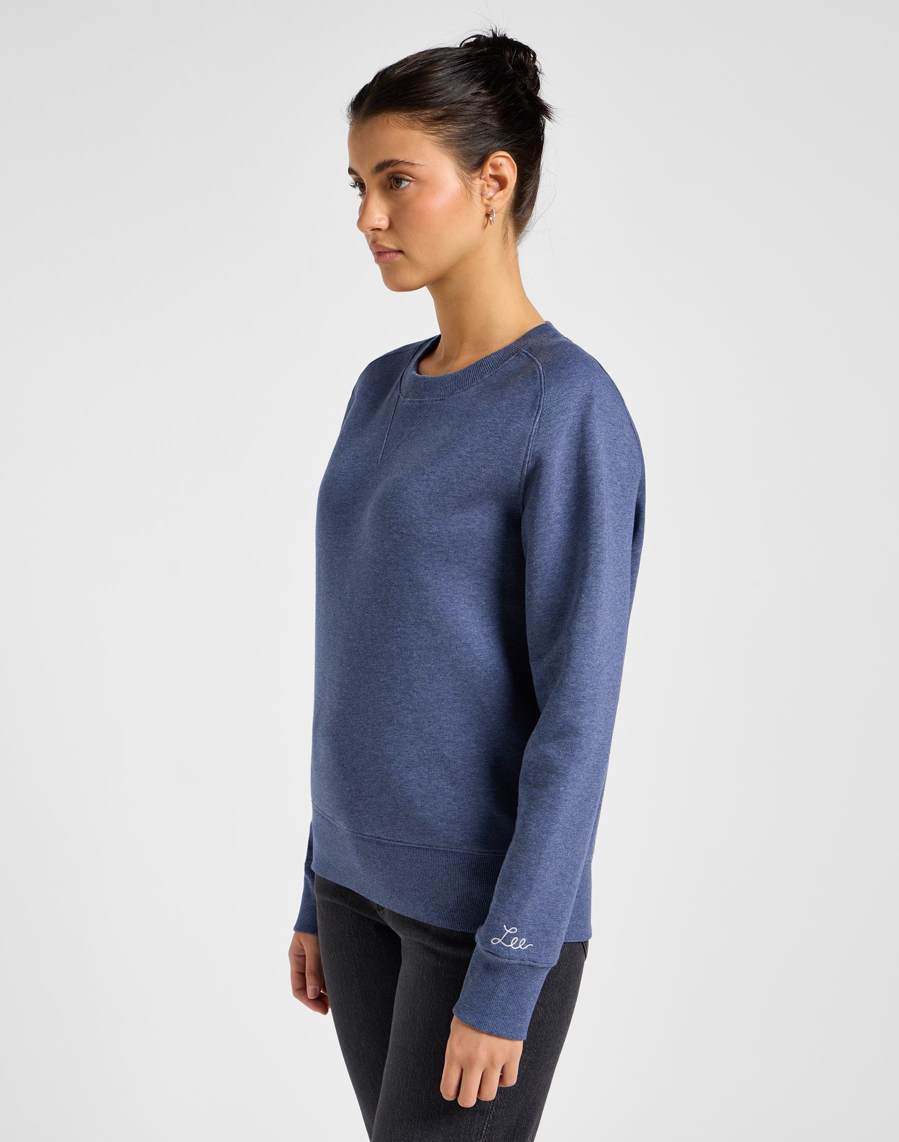 Raglan Crew Sweater in Mood Indigo Heather Sweater Lee   