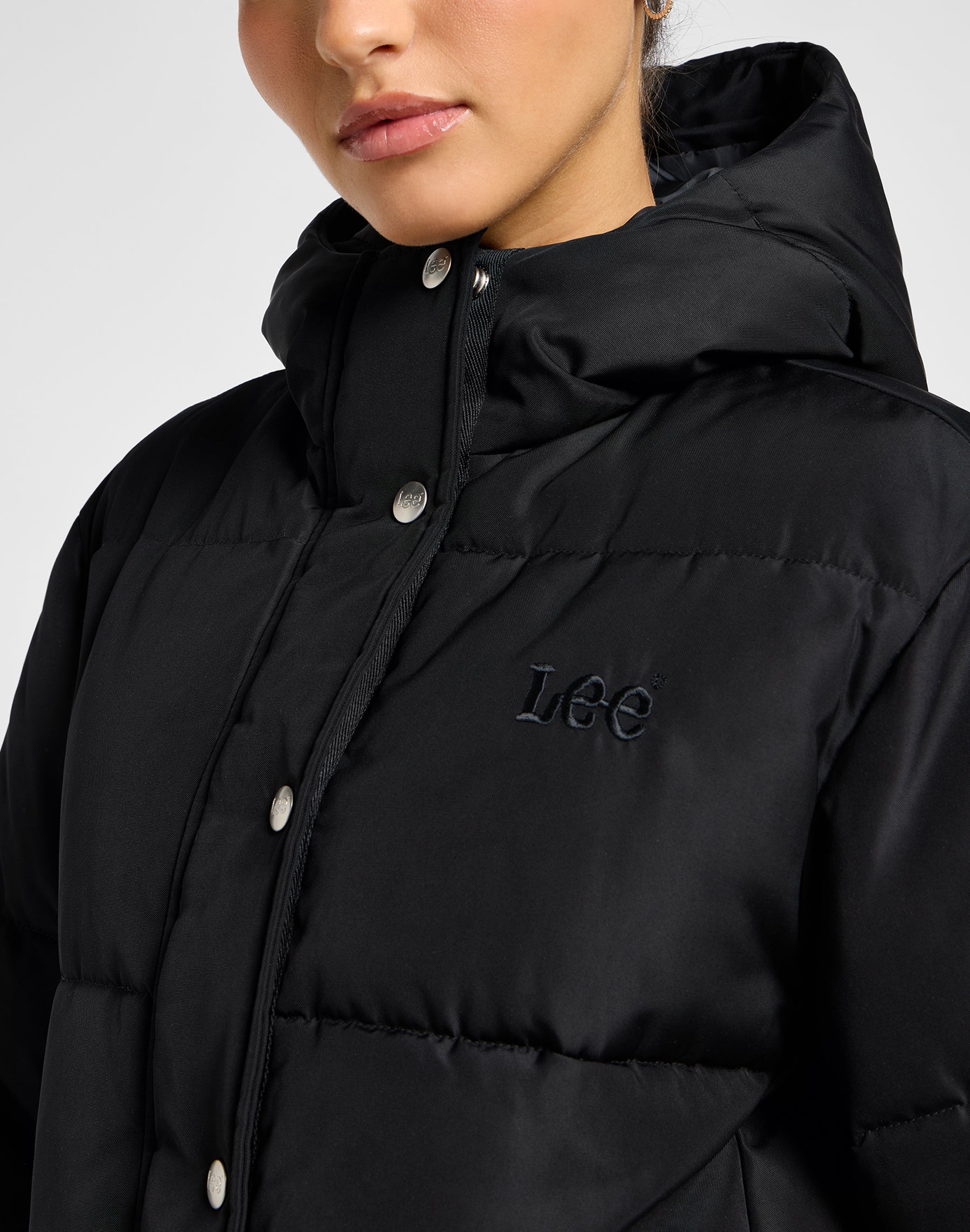 Long Puffer Jacket in Unionall Black Jackets Lee   