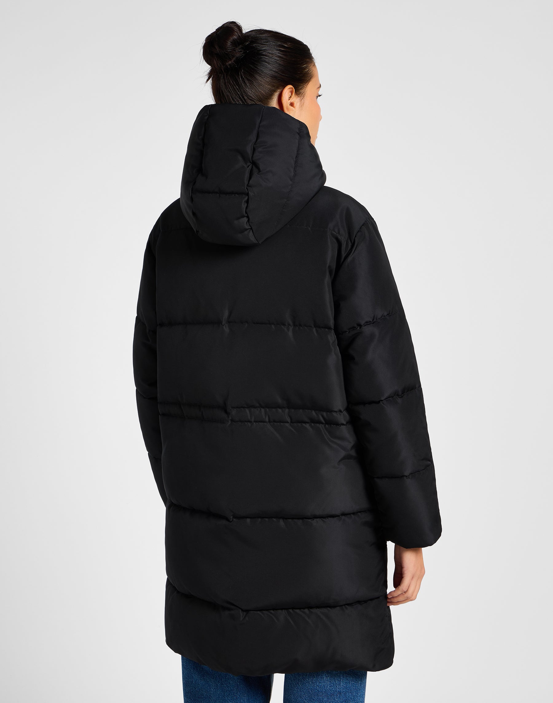 Long Puffer Jacket in Unionall Black Jackets Lee   