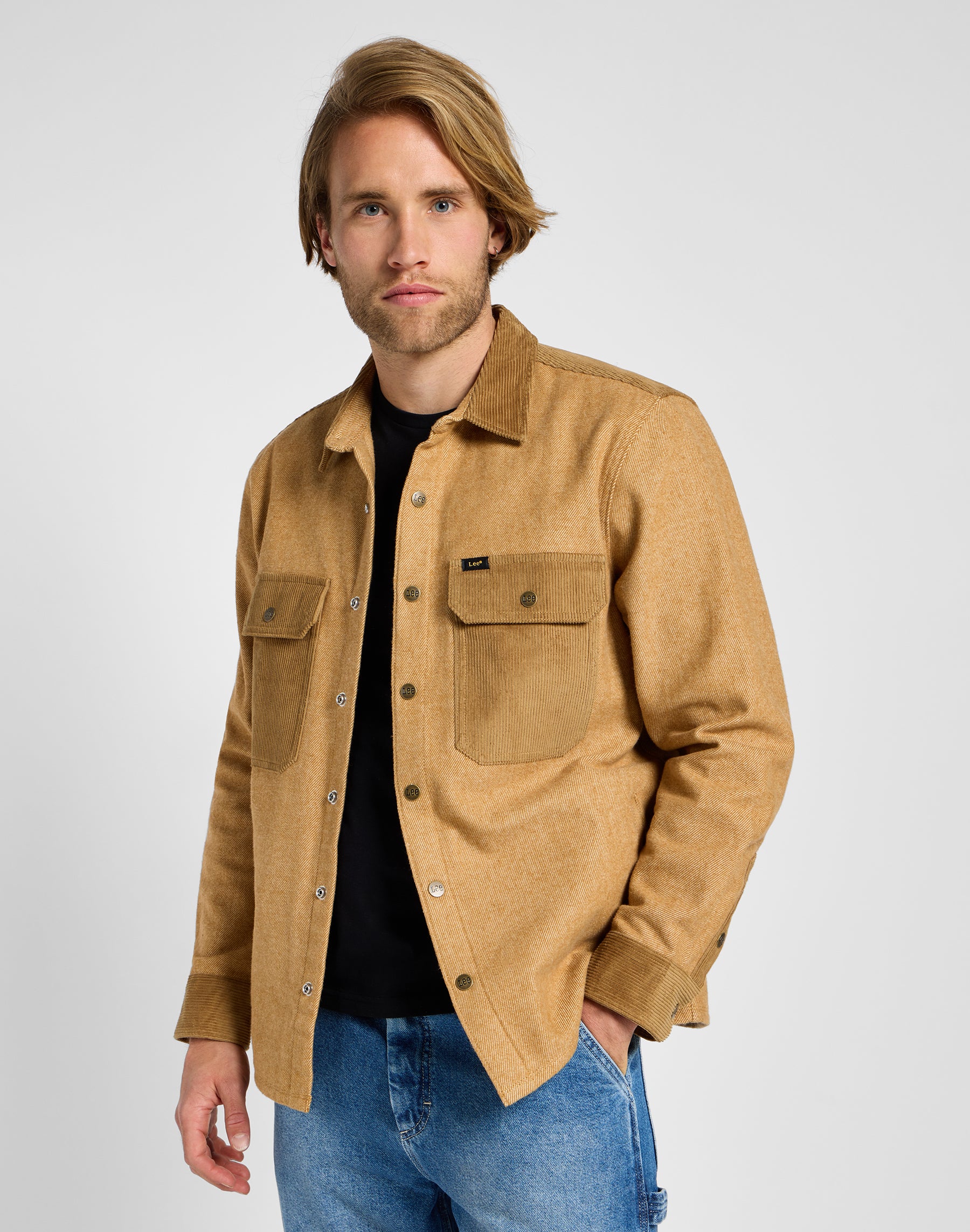 Mixed Fabric Shirt in Glazed Ginger Shirts Lee   