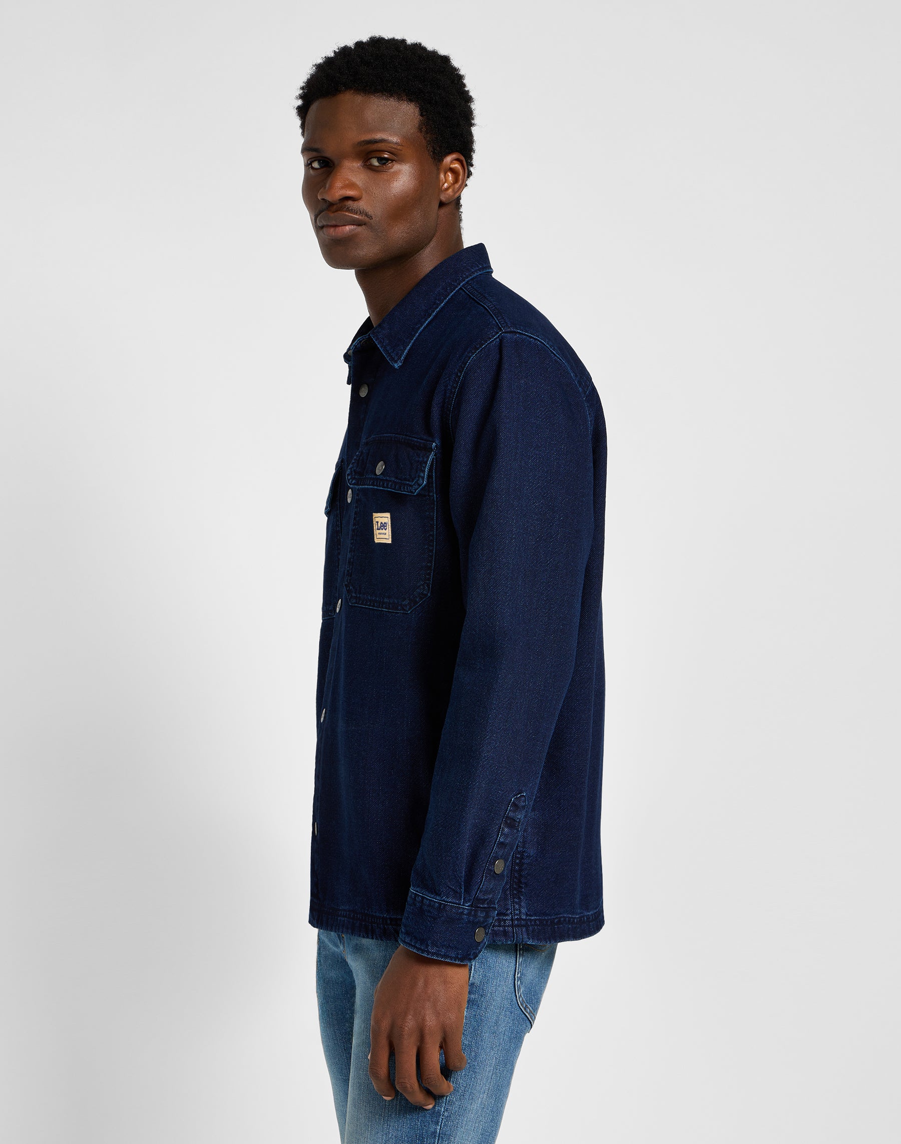 Workwear Overshirt in Medium Worn Wash Shirts Lee   