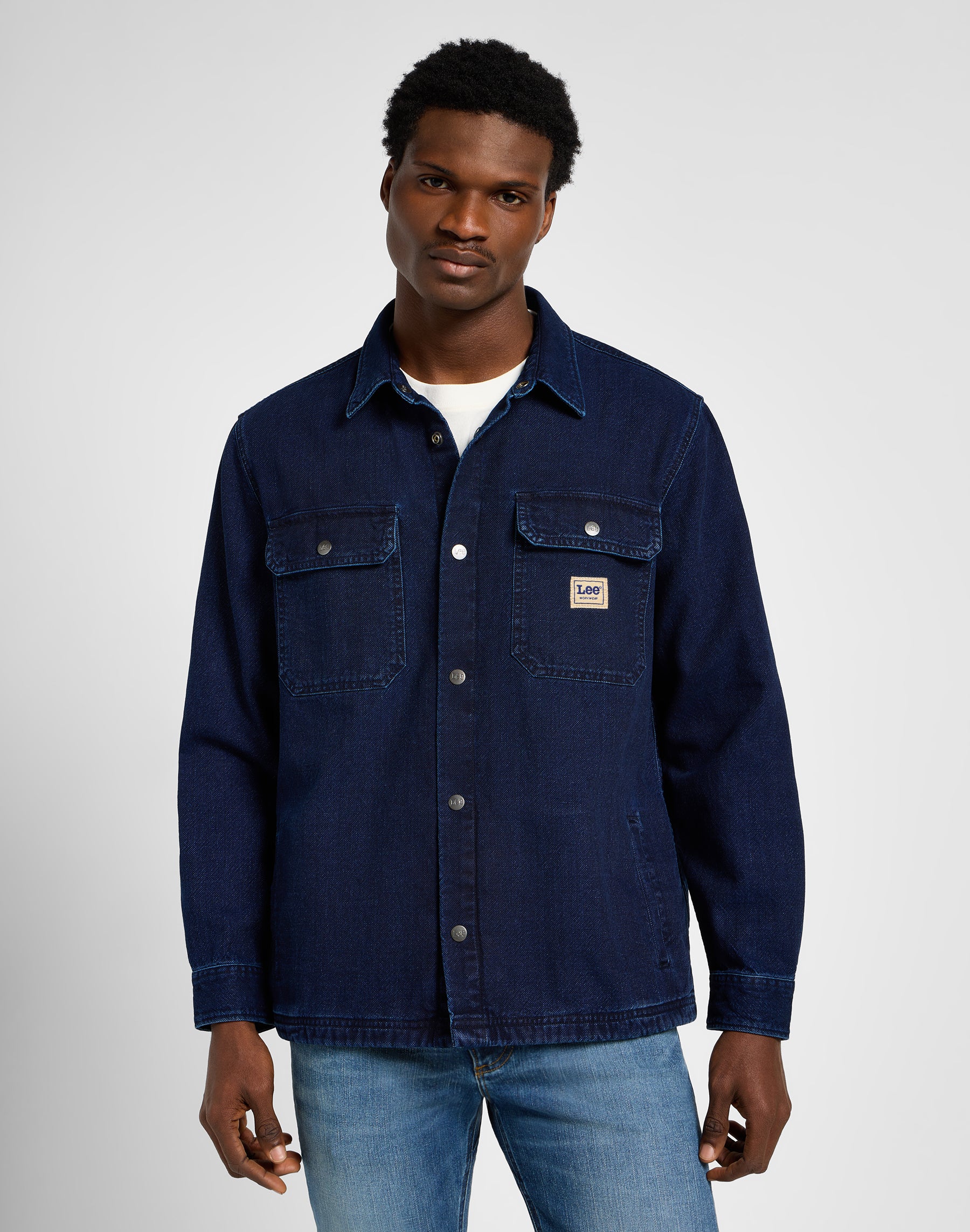 Workwear Overshirt in Medium Worn Wash Shirts Lee   