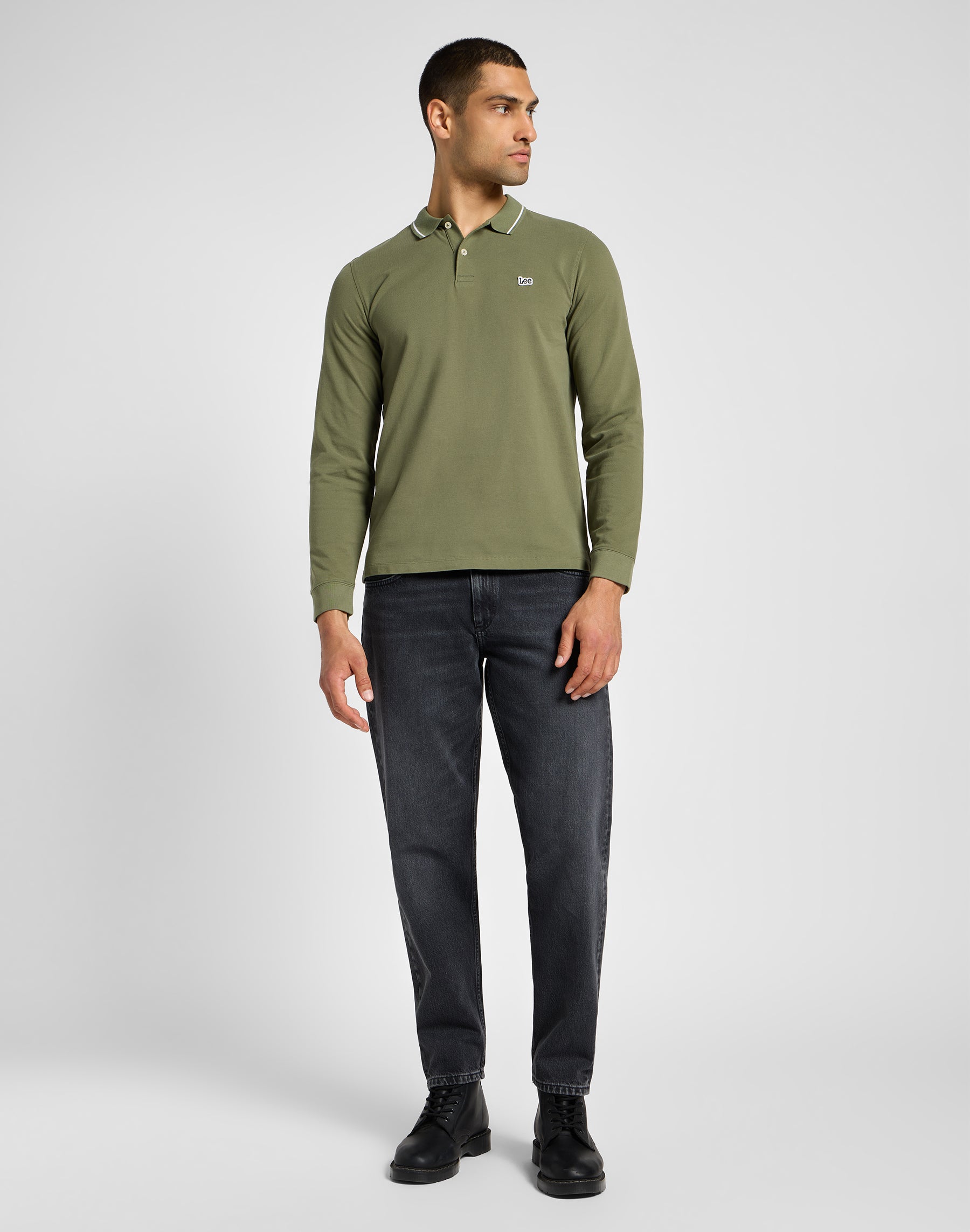 Longsleeves Pique Polo in Mercantile Green Polos Lee   