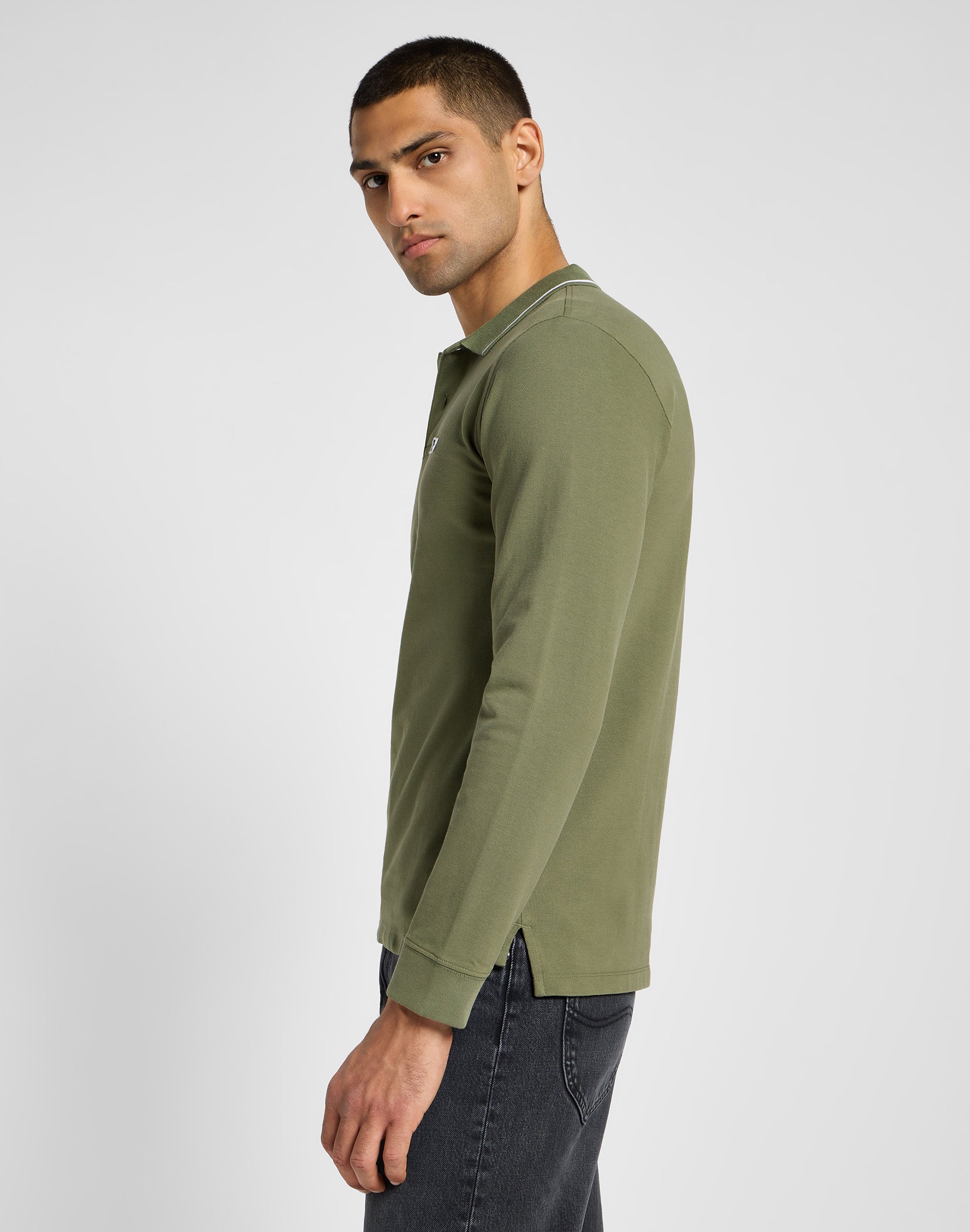 Longsleeves Pique Polo in Mercantile Green Polos Lee   