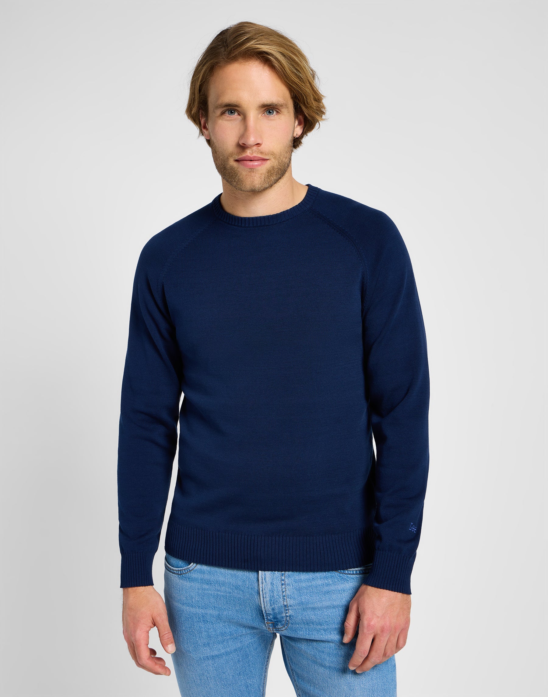 Clean Raglan Sweater in True Navy Sweatshirts Lee   