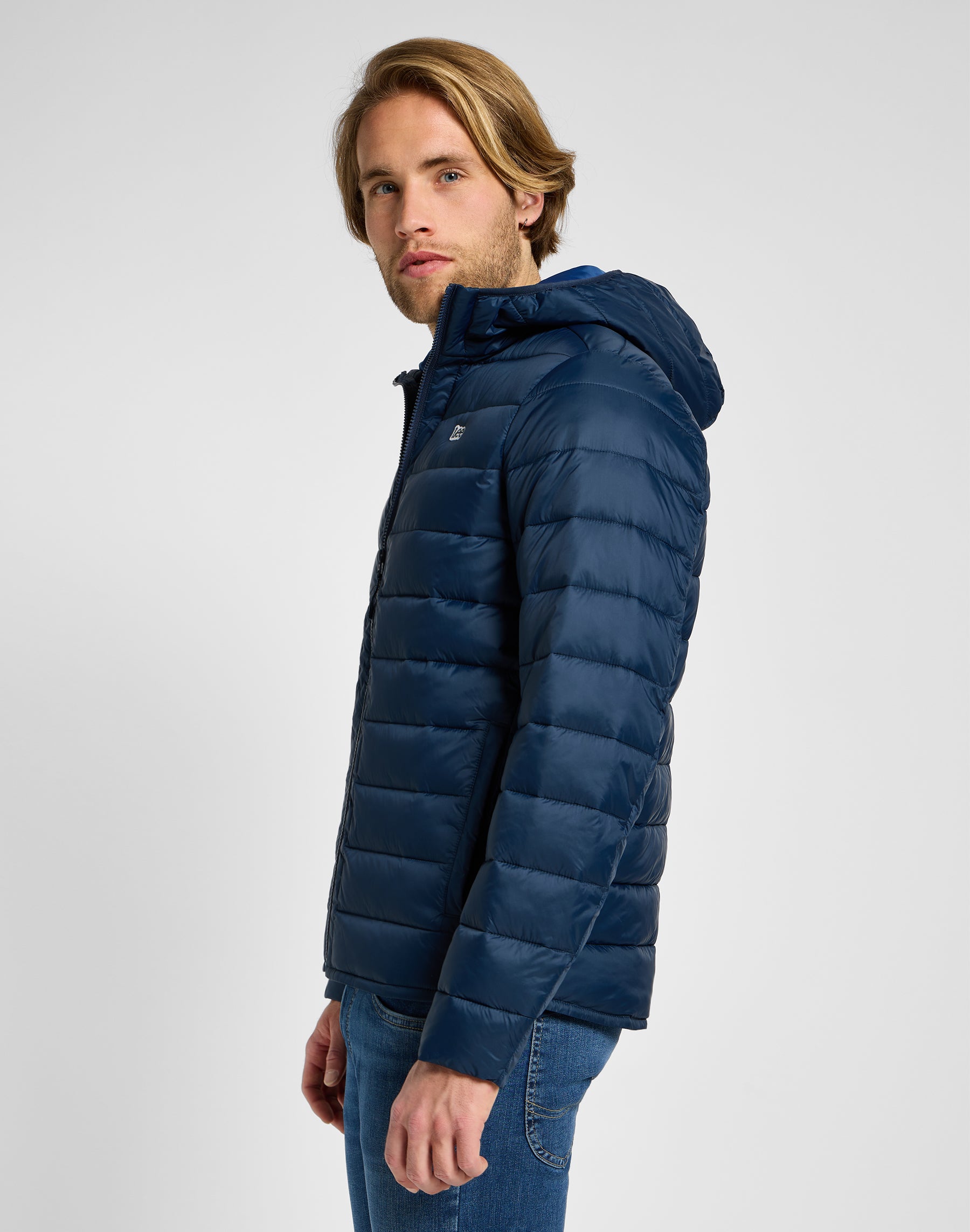 Light Puffer Jacket in Rivet Navy Jackets Lee   