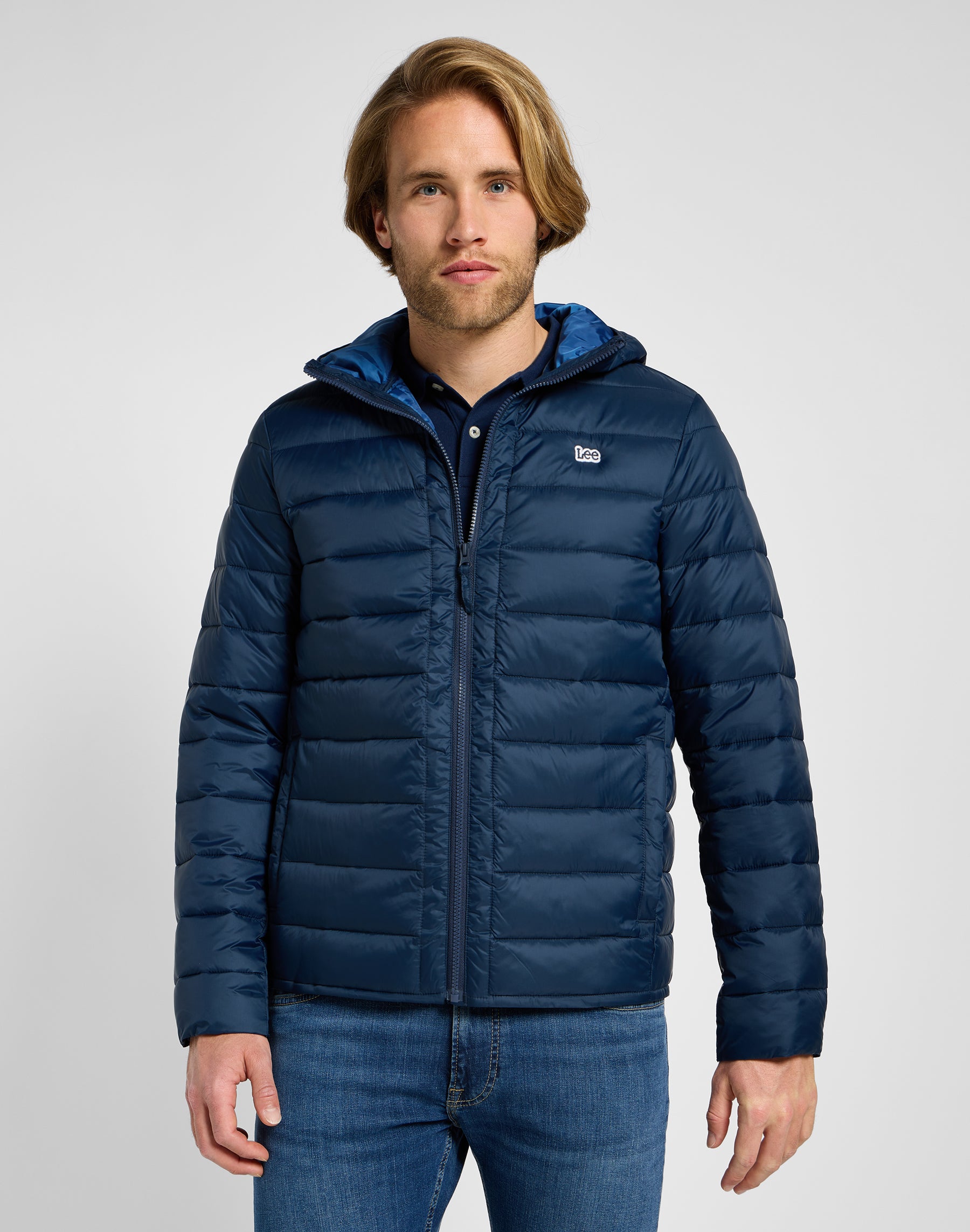 Light Puffer Jacket in Rivet Navy Jackets Lee   